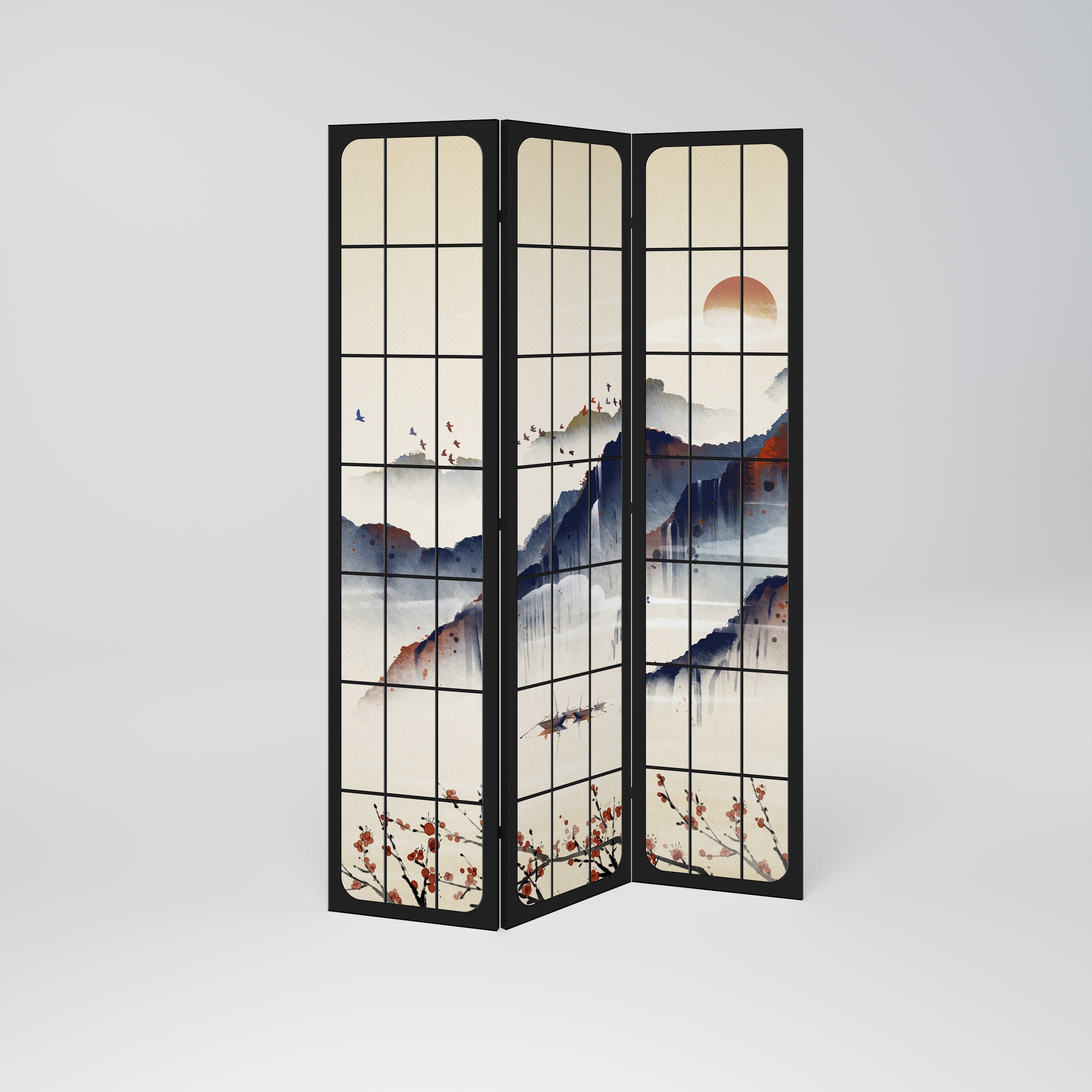 Dekorativer 3-teiliger Raumteiler JAPANESE LANDSCAPE
