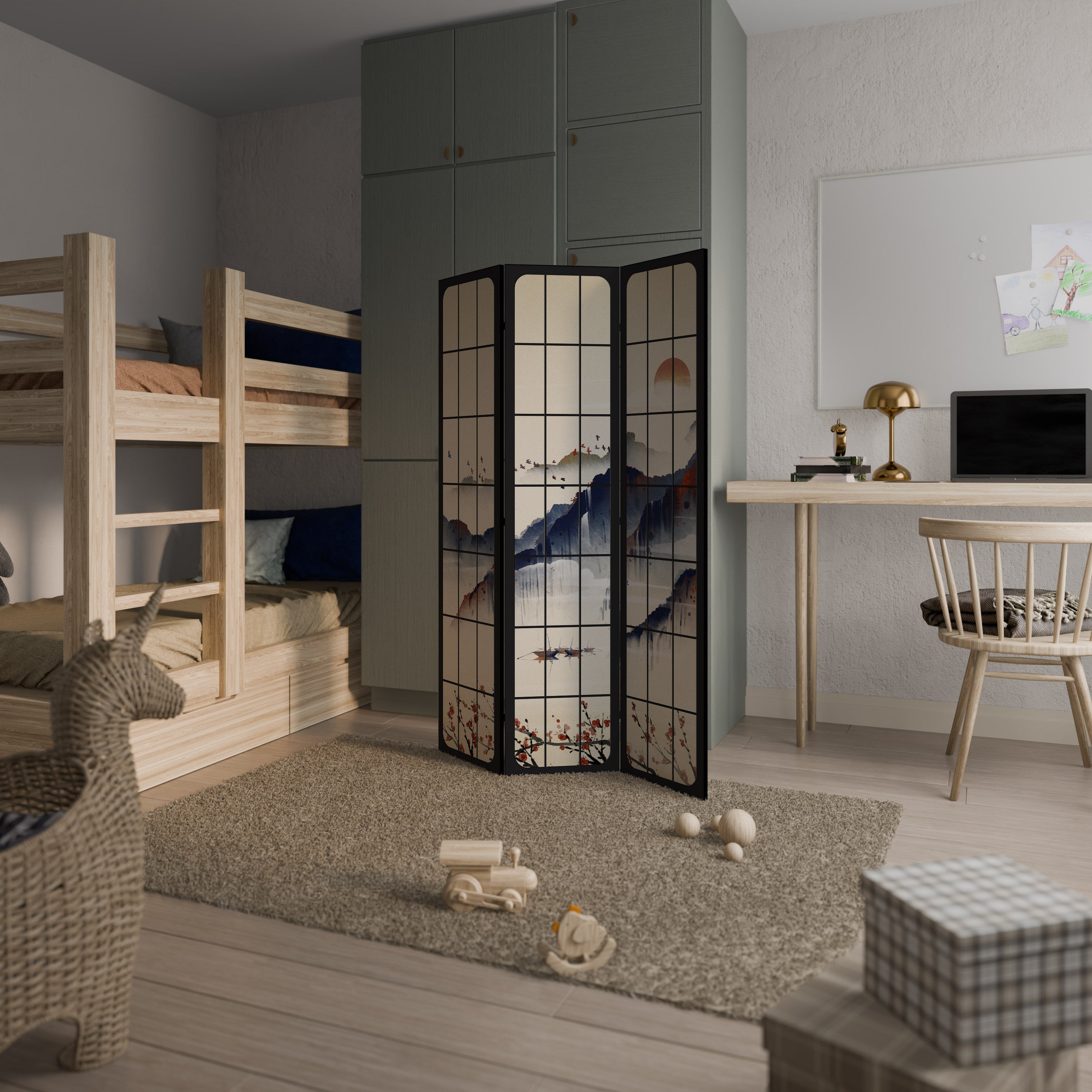 JAPANESE LANDSCAPE 3-teiliger Paravent