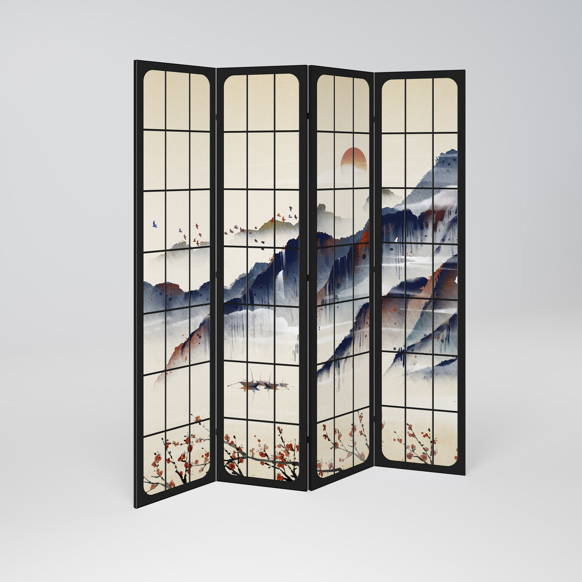 JAPANESE LANDSCAPE 4-teiliger Paravent