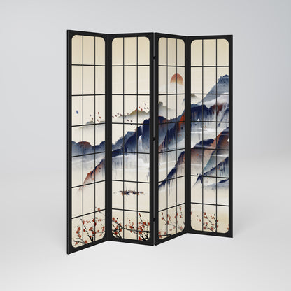 JAPANESE LANDSCAPE 4-teiliger Paravent