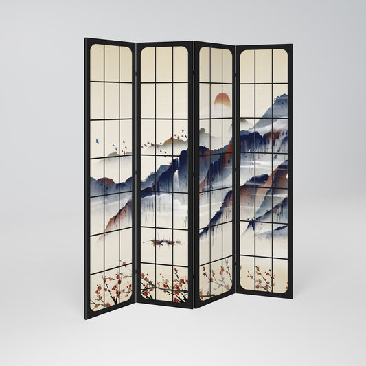 JAPANESE LANDSCAPE 4-teiliger Paravent
