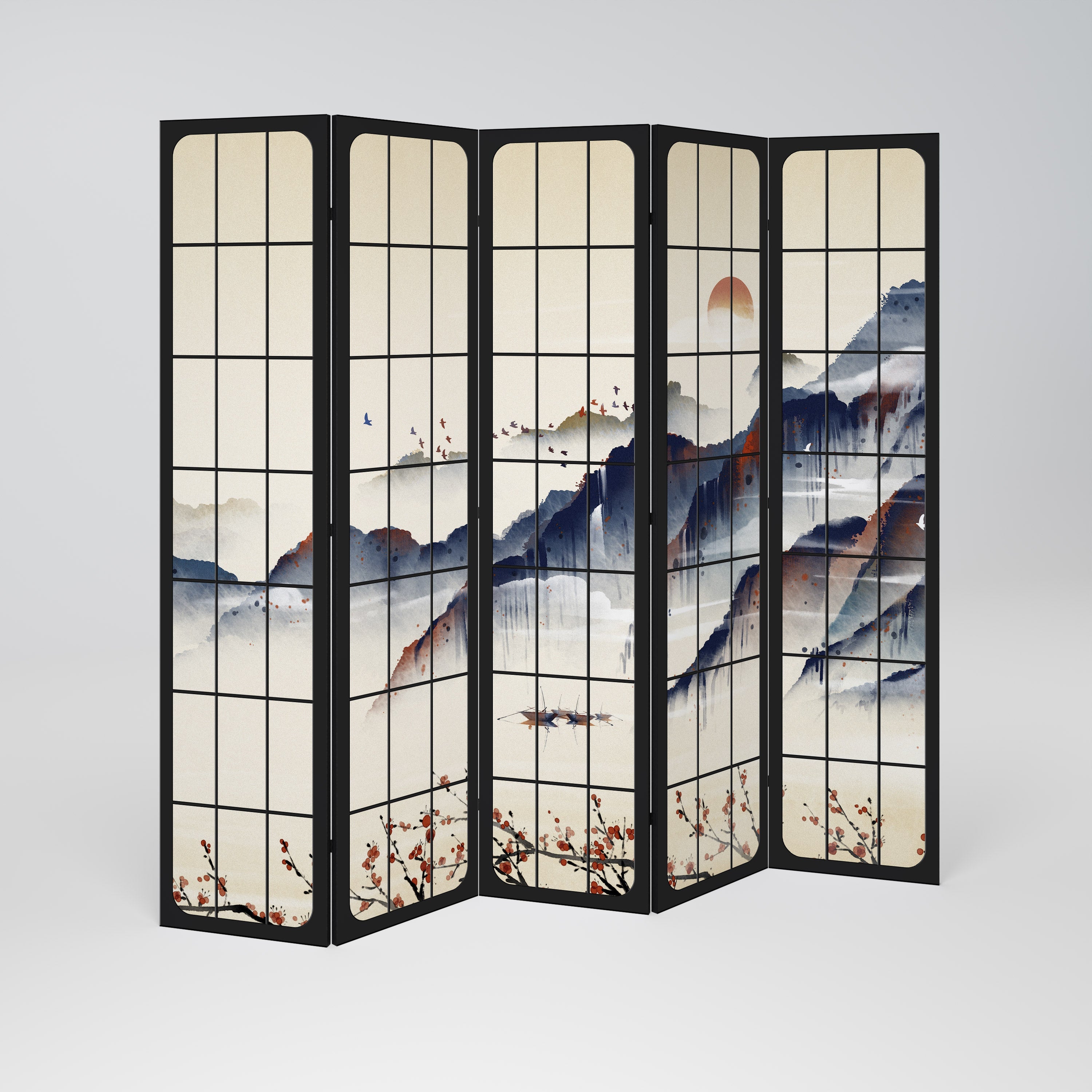Dekorativer 5-teiliger Raumteiler JAPANESE LANDSCAPE