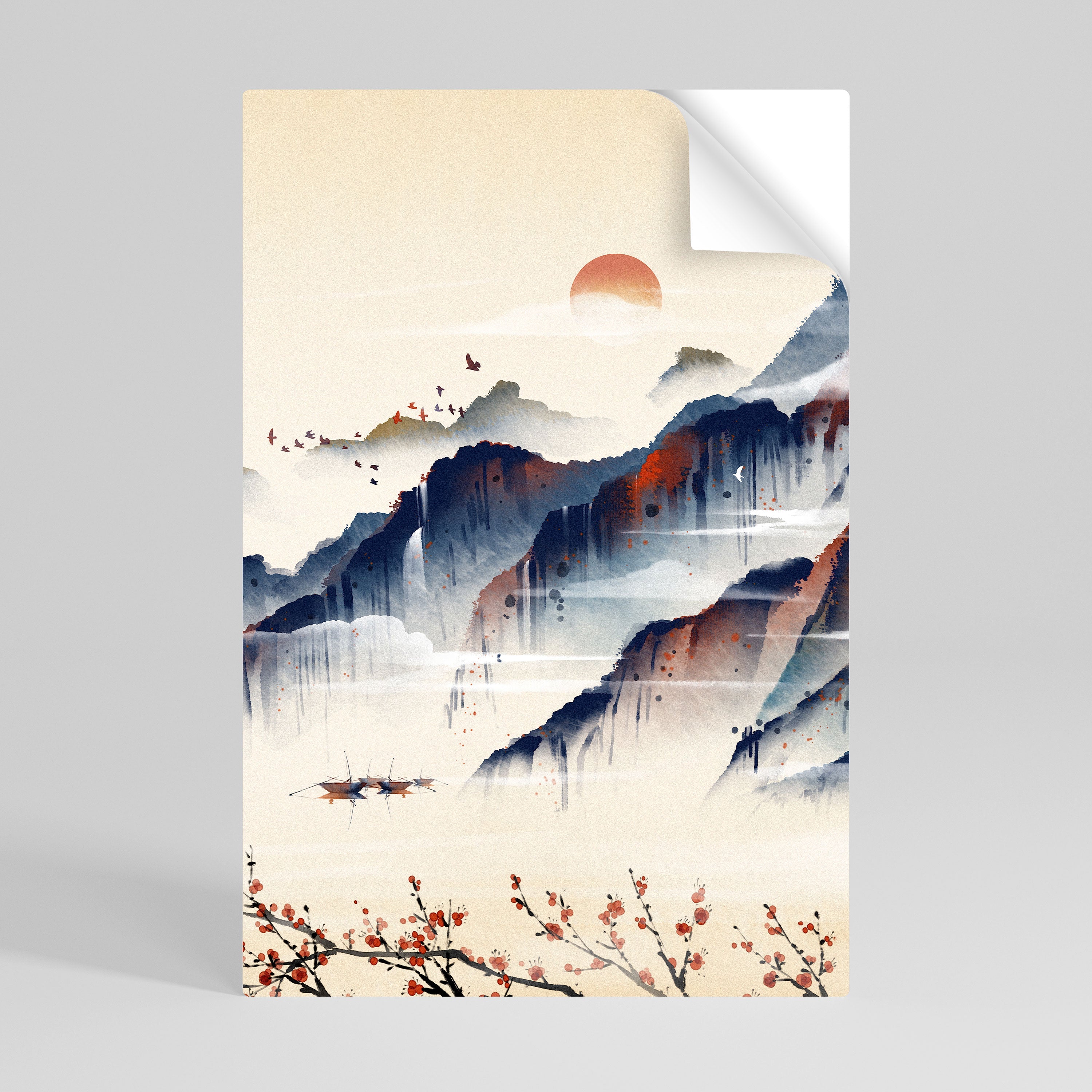 JAPANISCHE LANDSCHAFT Vertikales Poster zum Abziehen und Aufkleben