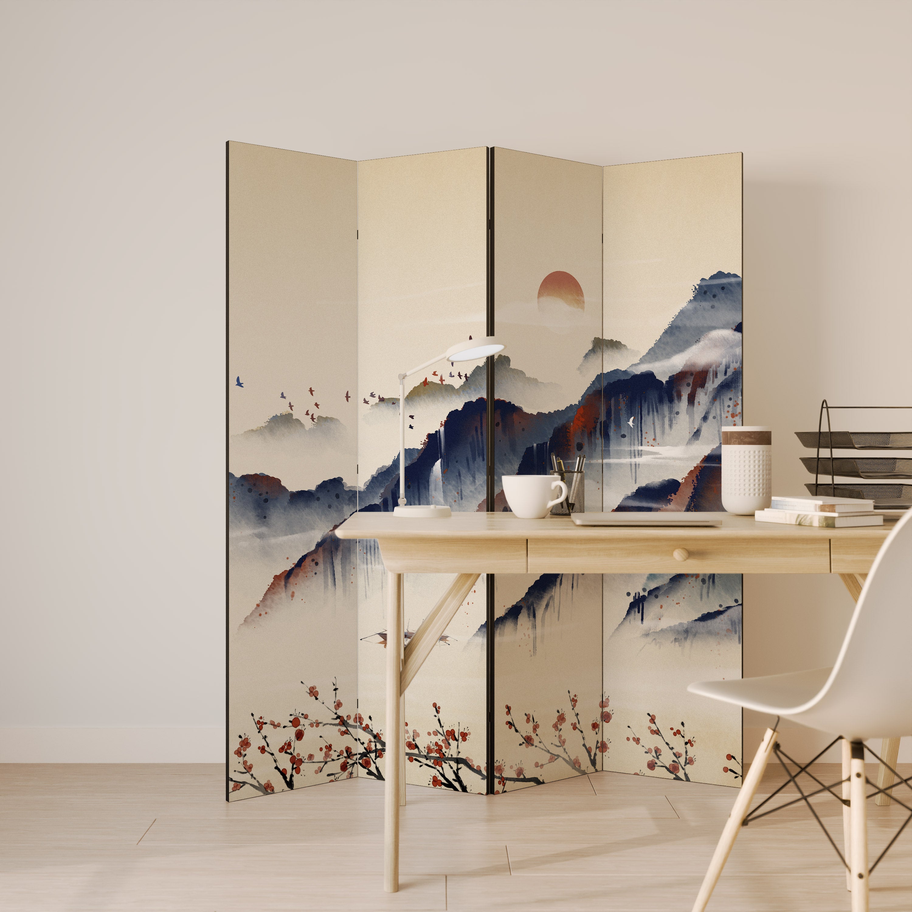 ORIENTAL LANDSCAPE 4-teiliger Paravent