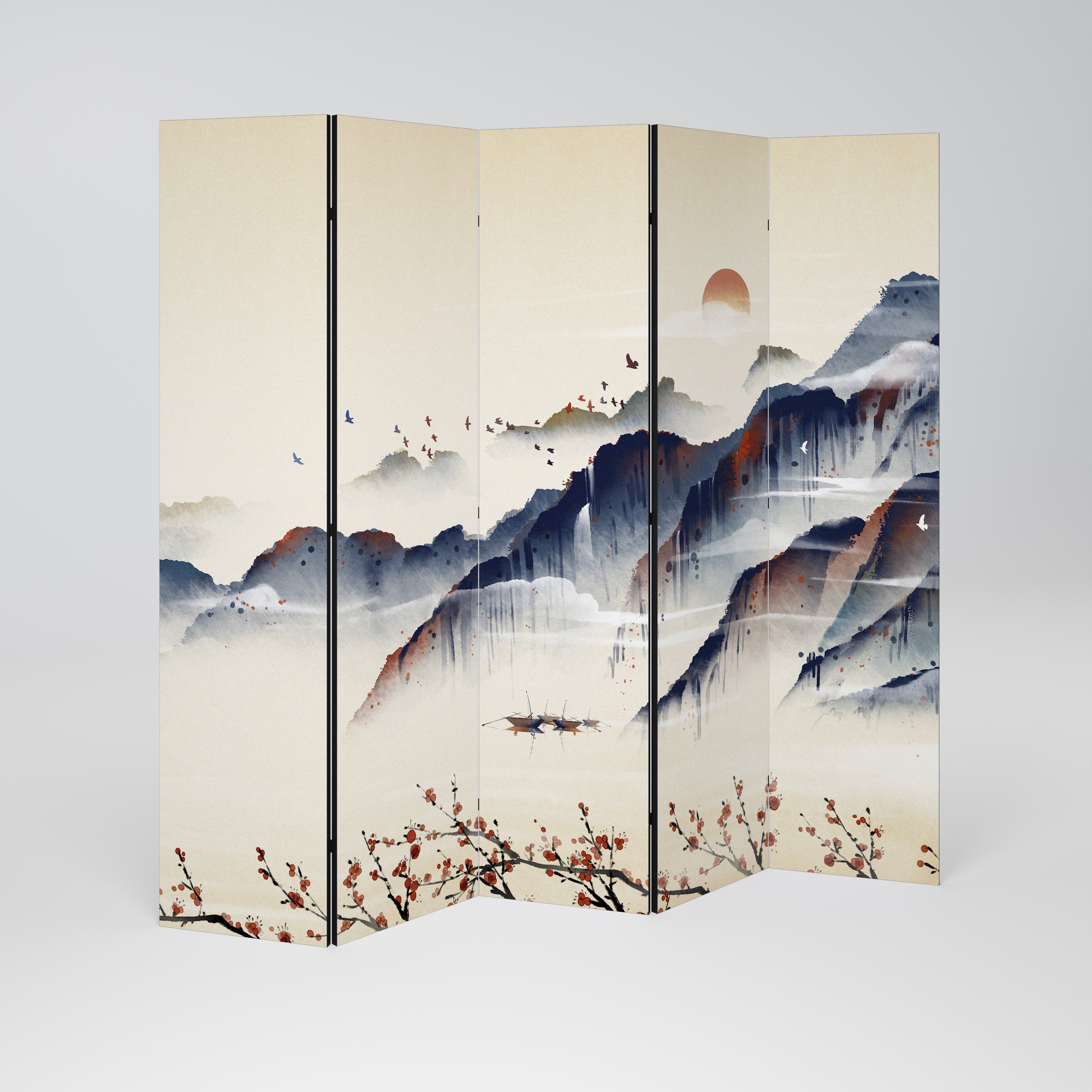 ORIENTAL LANDSCAPE 5-Panel Room Divider