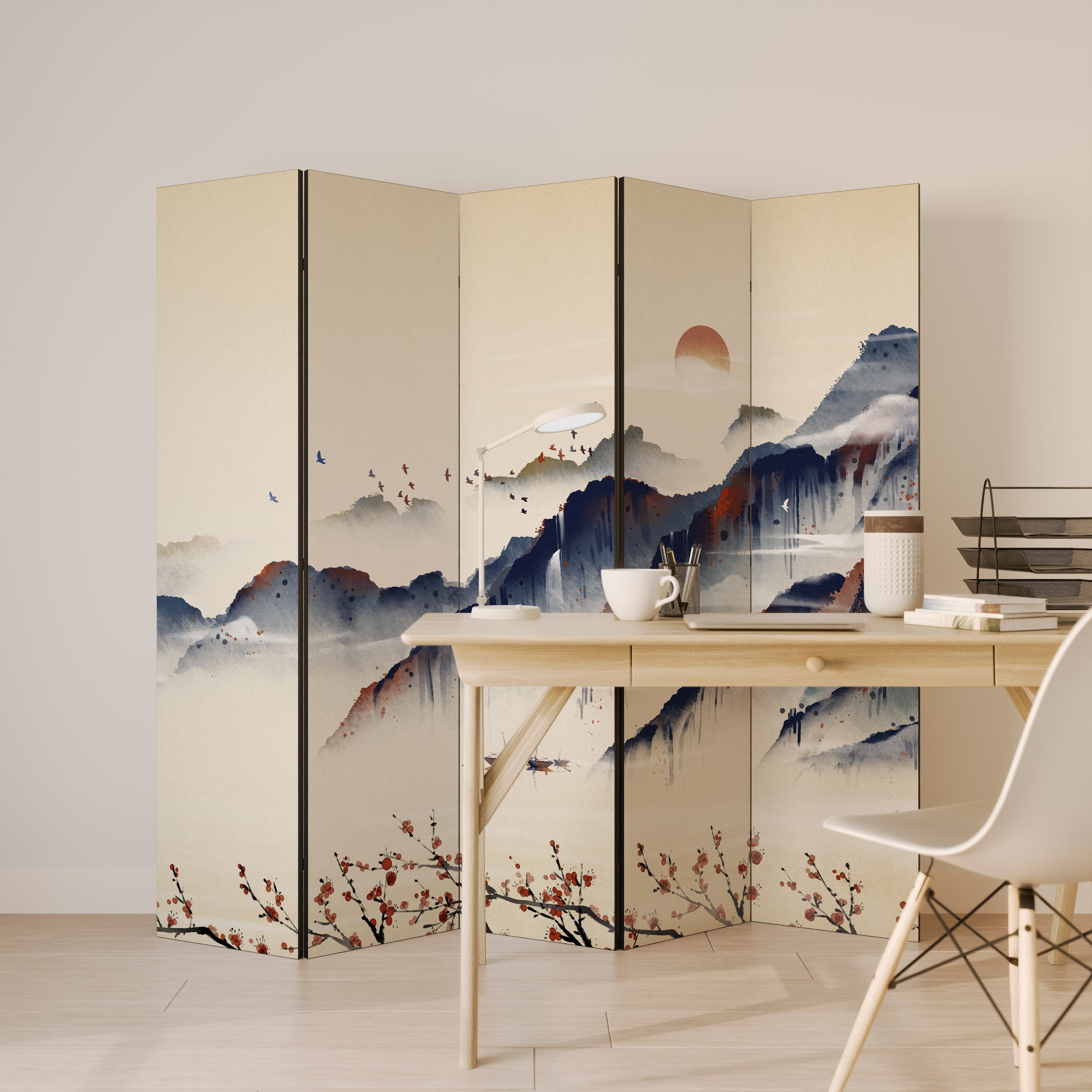 Dekorativer 5-teiliger Raumteiler ORIENTAL LANDSCAPE
