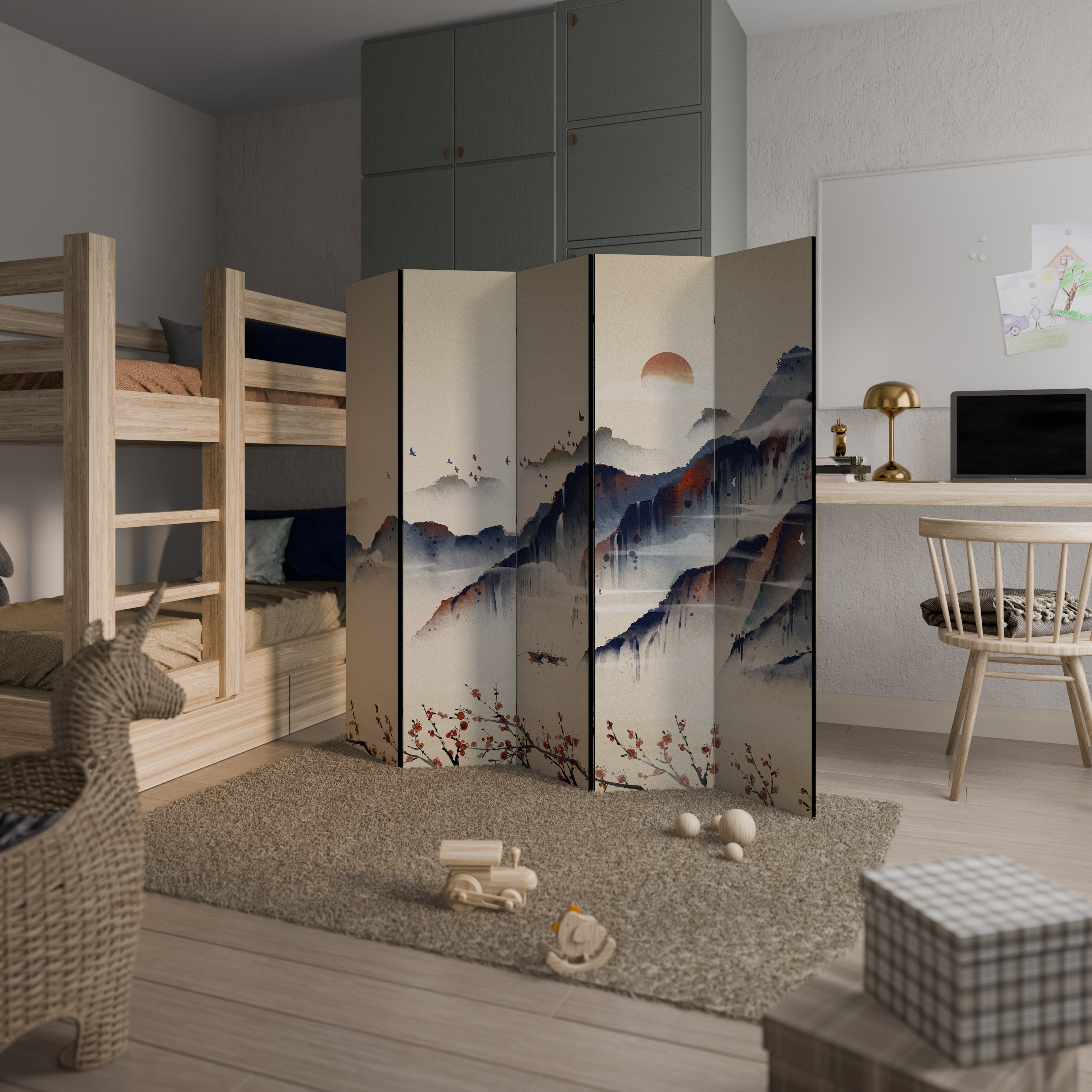 ORIENTAL LANDSCAPE 5-Panel Room Divider