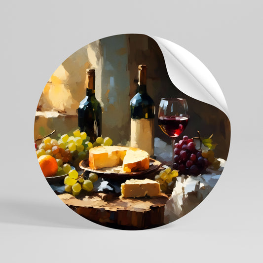 VINTAGE VINEYARD LUXURY Runder Wandsticker zum Abziehen und Aufkleben