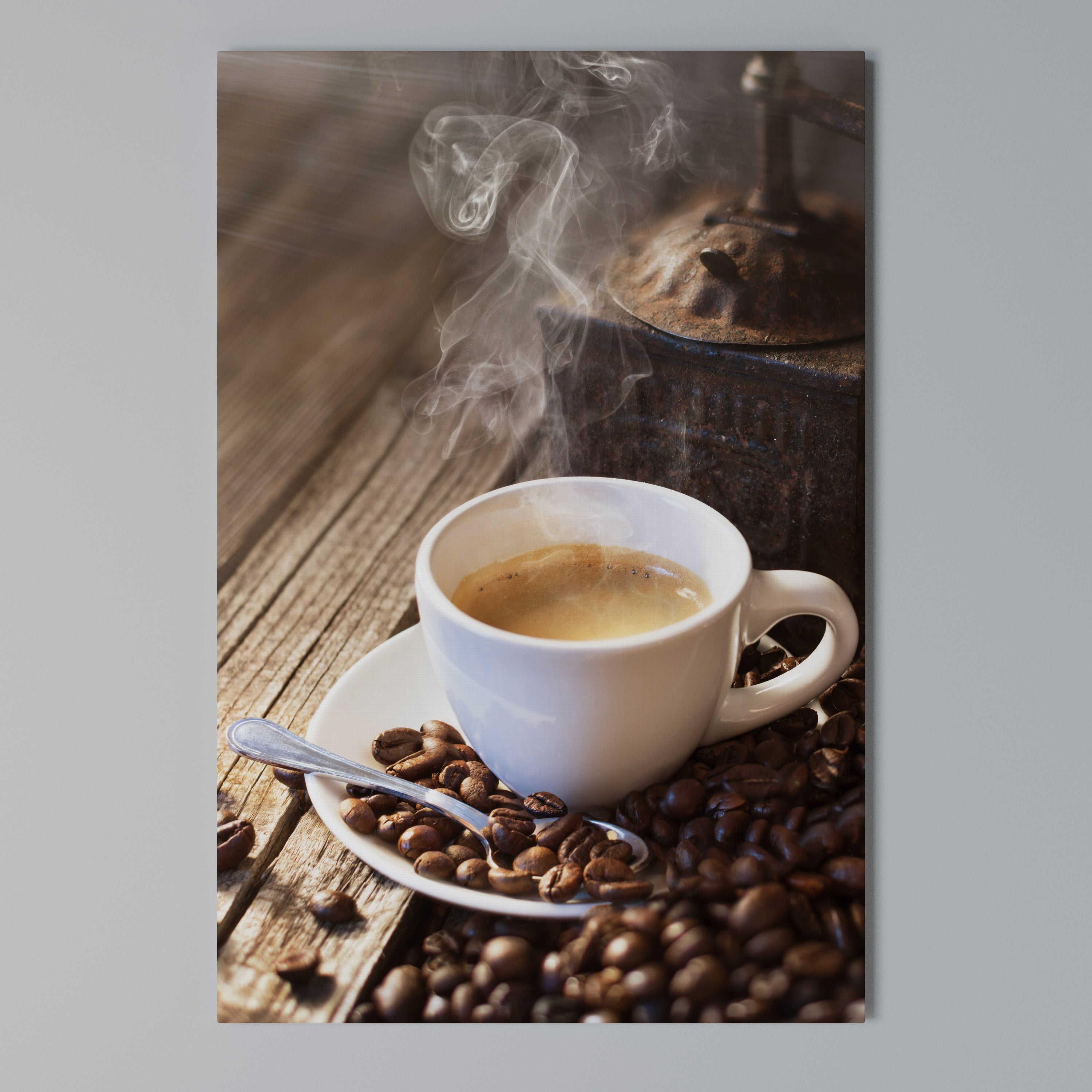 STEAMING BREWED DELIGHT Vertical Canvas Print