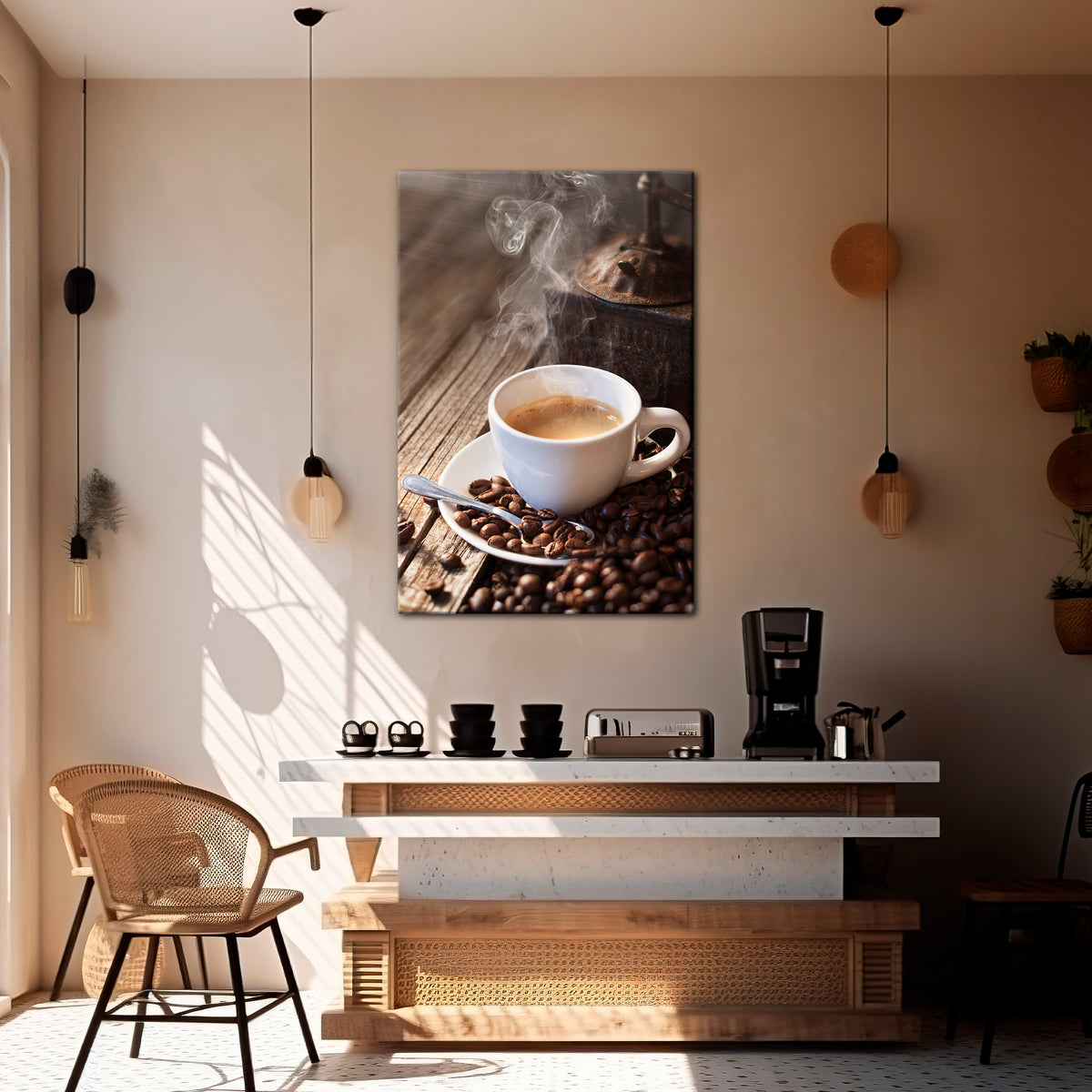 STEAMING BREWED DELIGHT Vertical Canvas Print