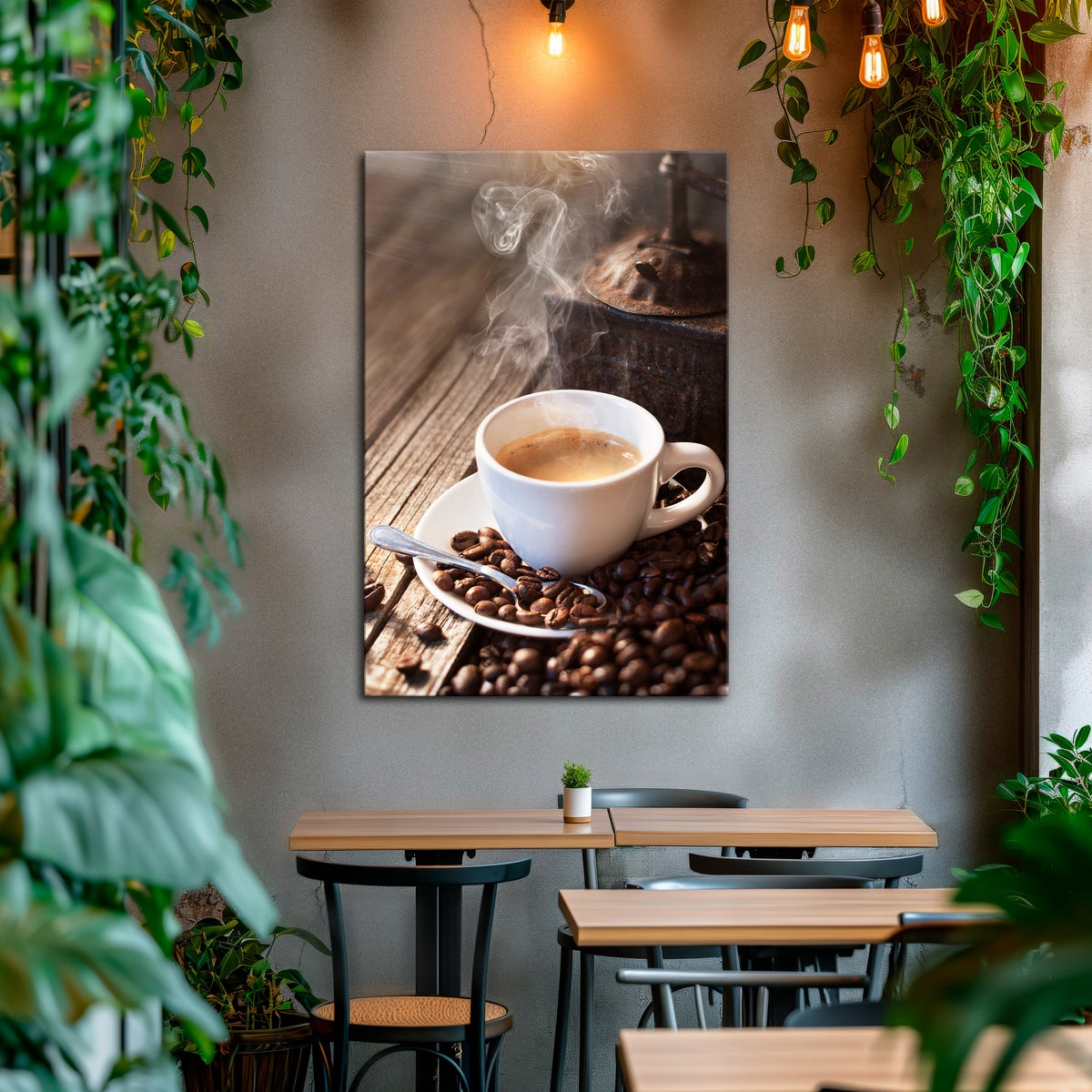 STEAMING BREWED DELIGHT Vertical Canvas Print