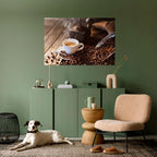 STEAMING BREWED DELIGHT Selbstklebendes Horizontal-Poster