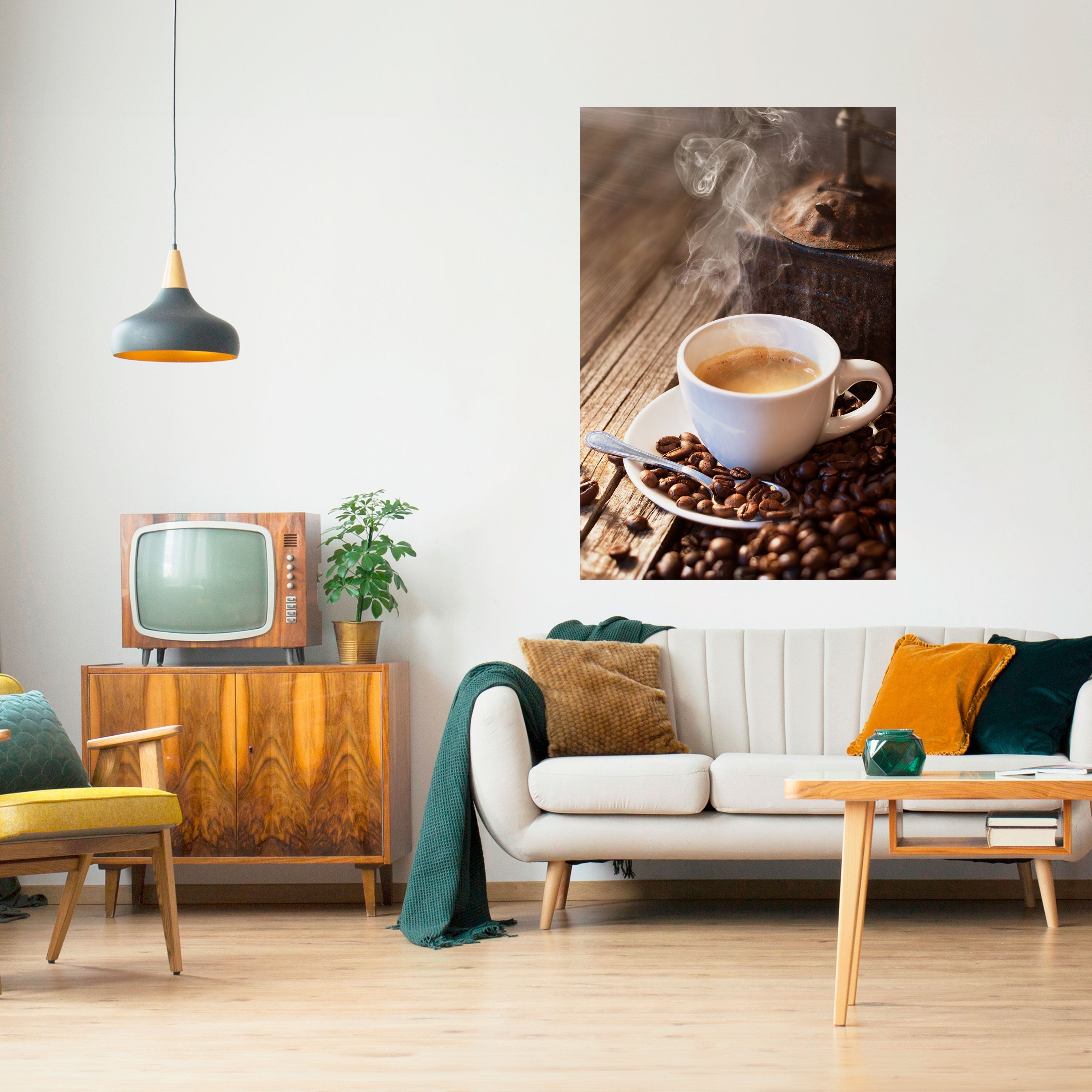 STEAMING BREWED DELIGHT Vertikales Poster zum Abziehen und Aufkleben