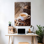 STEAMING BREWED DELIGHT Selbstklebendes Poster - Hochformat