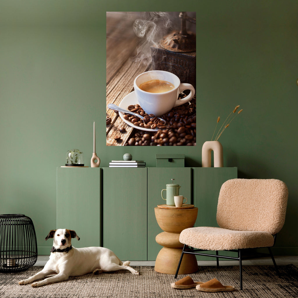 STEAMING BREWED DELIGHT Vertikales Poster zum Abziehen und Aufkleben
