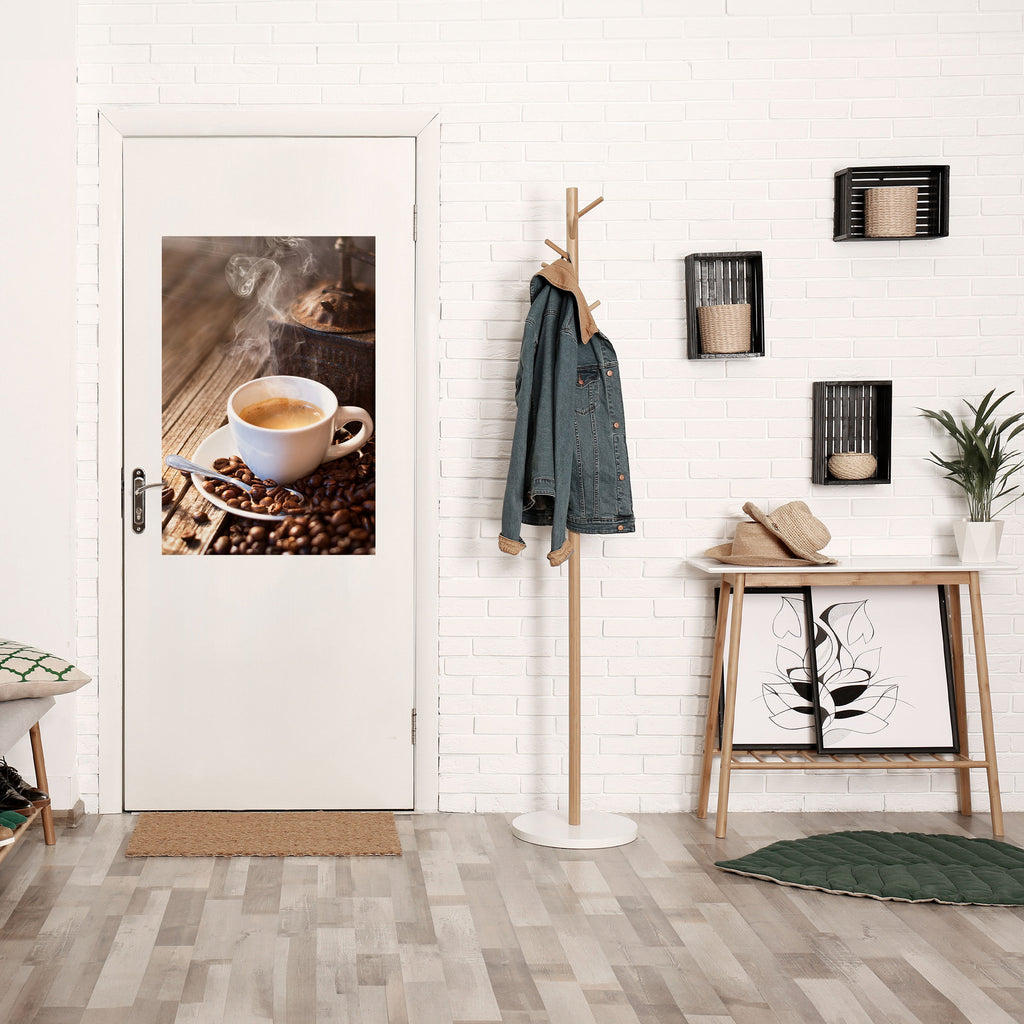 STEAMING BREWED DELIGHT Vertikales Poster zum Abziehen und Aufkleben