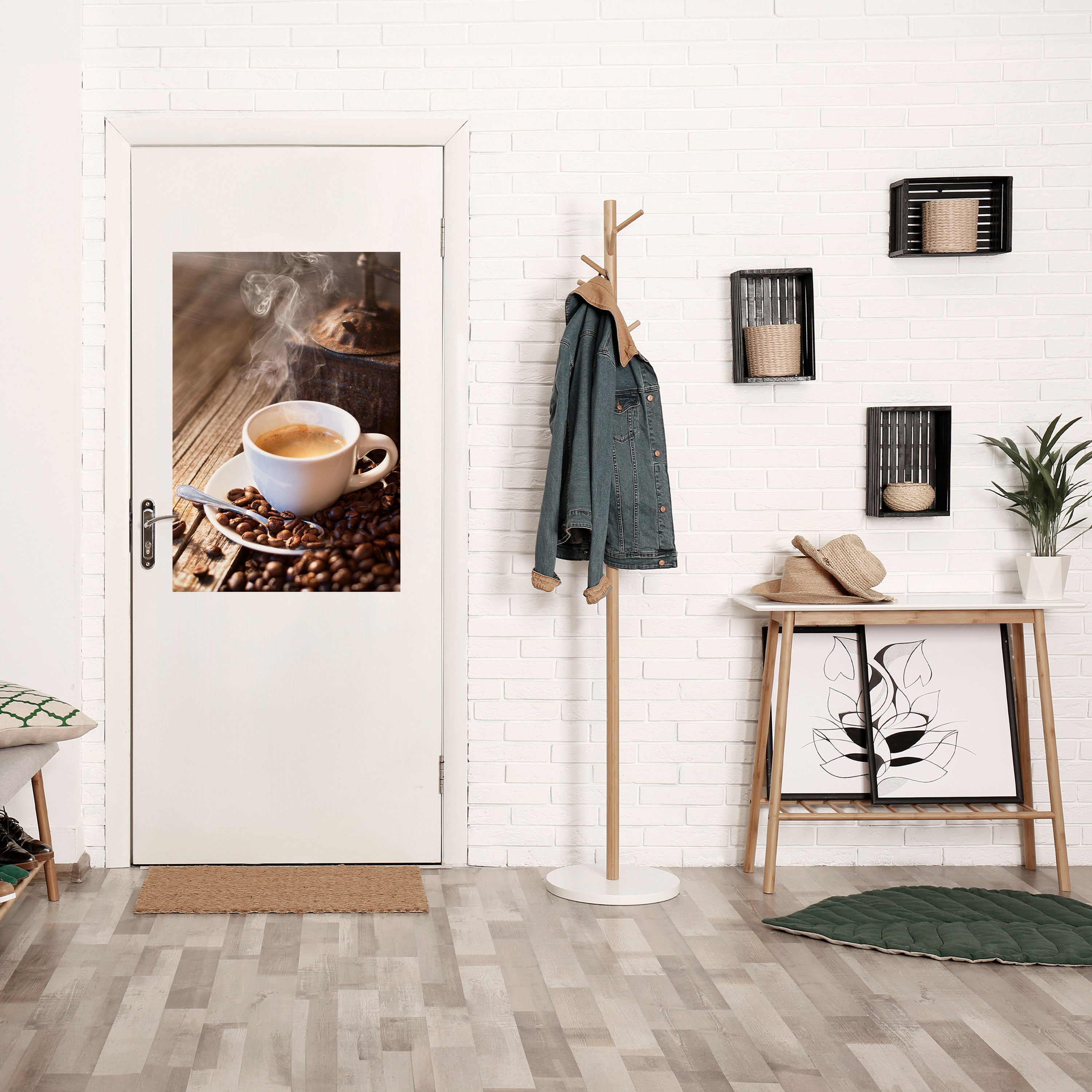 STEAMING BREWED DELIGHT Vertikales Poster zum Abziehen und Aufkleben
