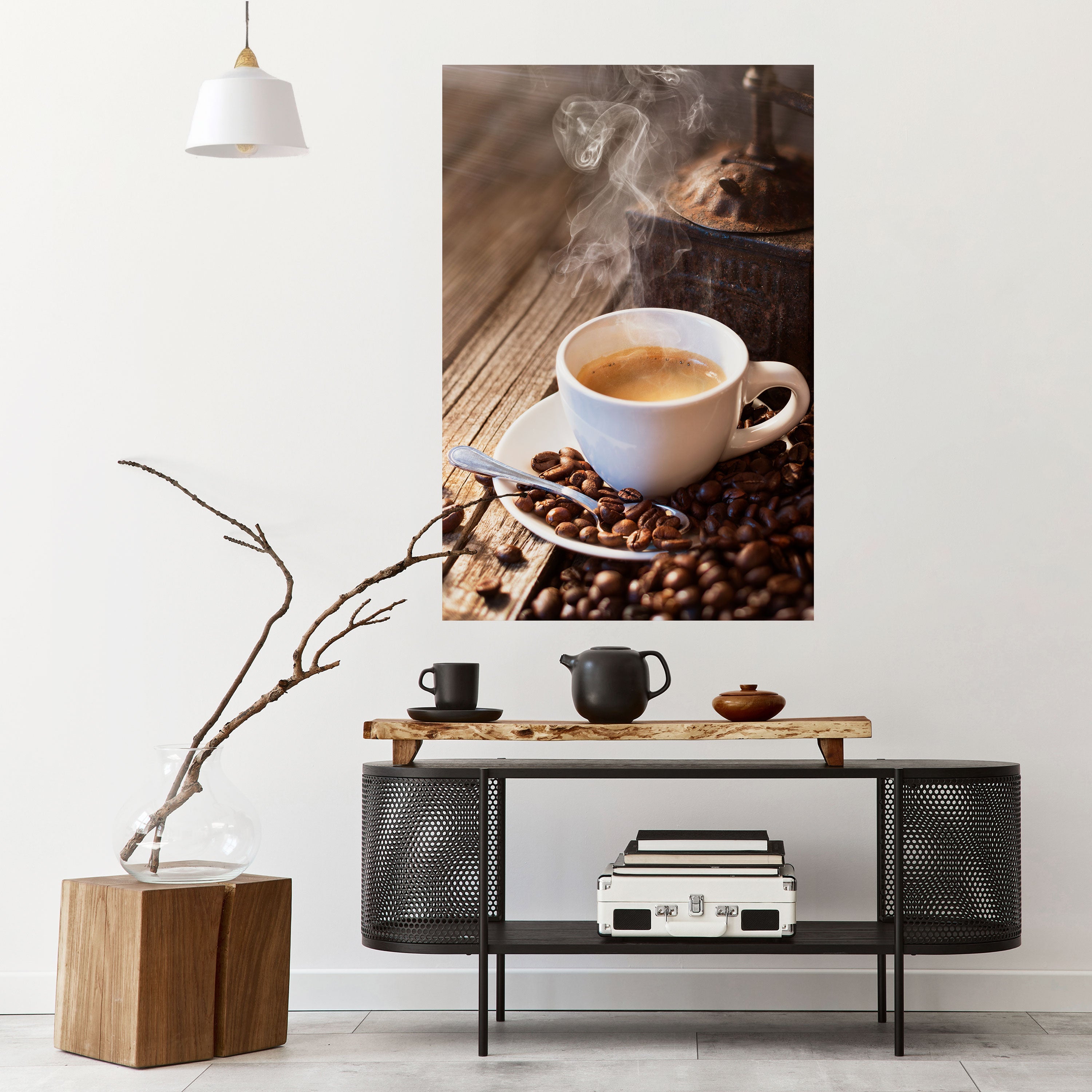 STEAMING BREWED DELIGHT Vertikales Poster zum Abziehen und Aufkleben