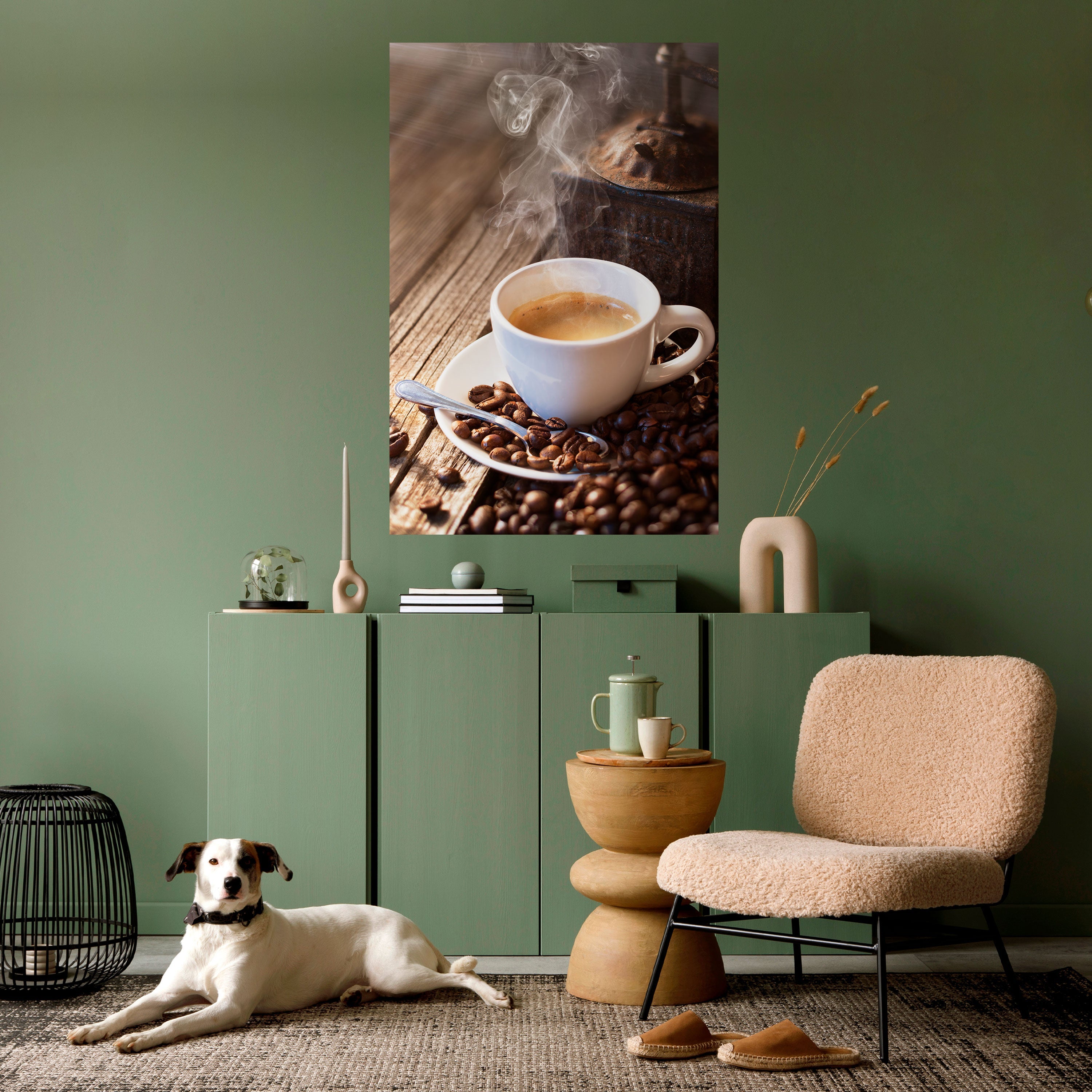 STEAMING BREWED DELIGHT Vertikales Poster zum Abziehen und Aufkleben