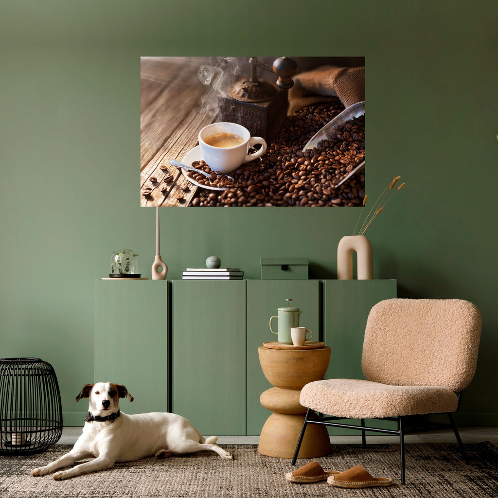 STEAMING BREWED DELIGHT Peel and Stick Horizontal Poster