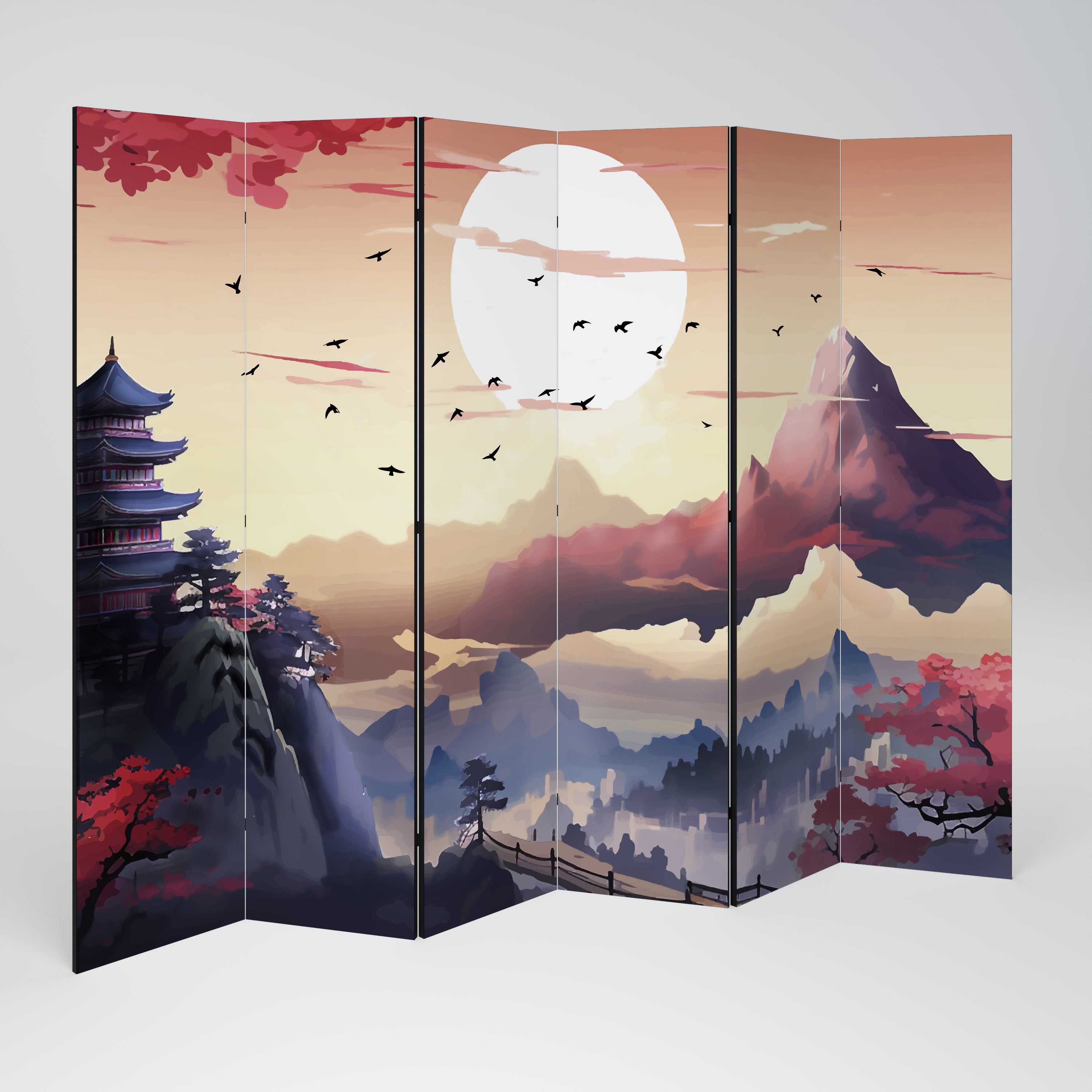 JAPANESE AURA Dekorativer 6-teiliger Raumteiler