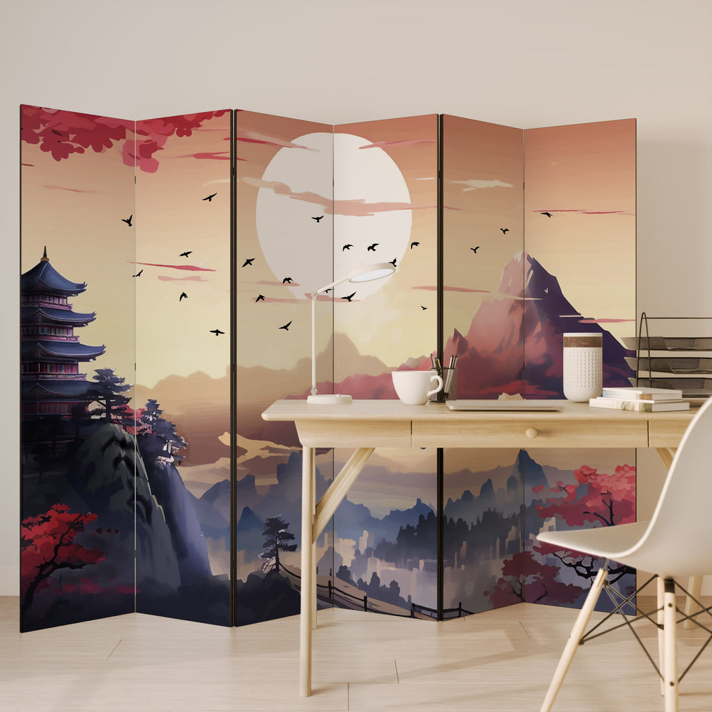 JAPANESE AURA Dekorativer 6-teiliger Raumteiler