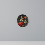 BOTANICAL BIRDSONG Oval Art Shelf In Black Finish