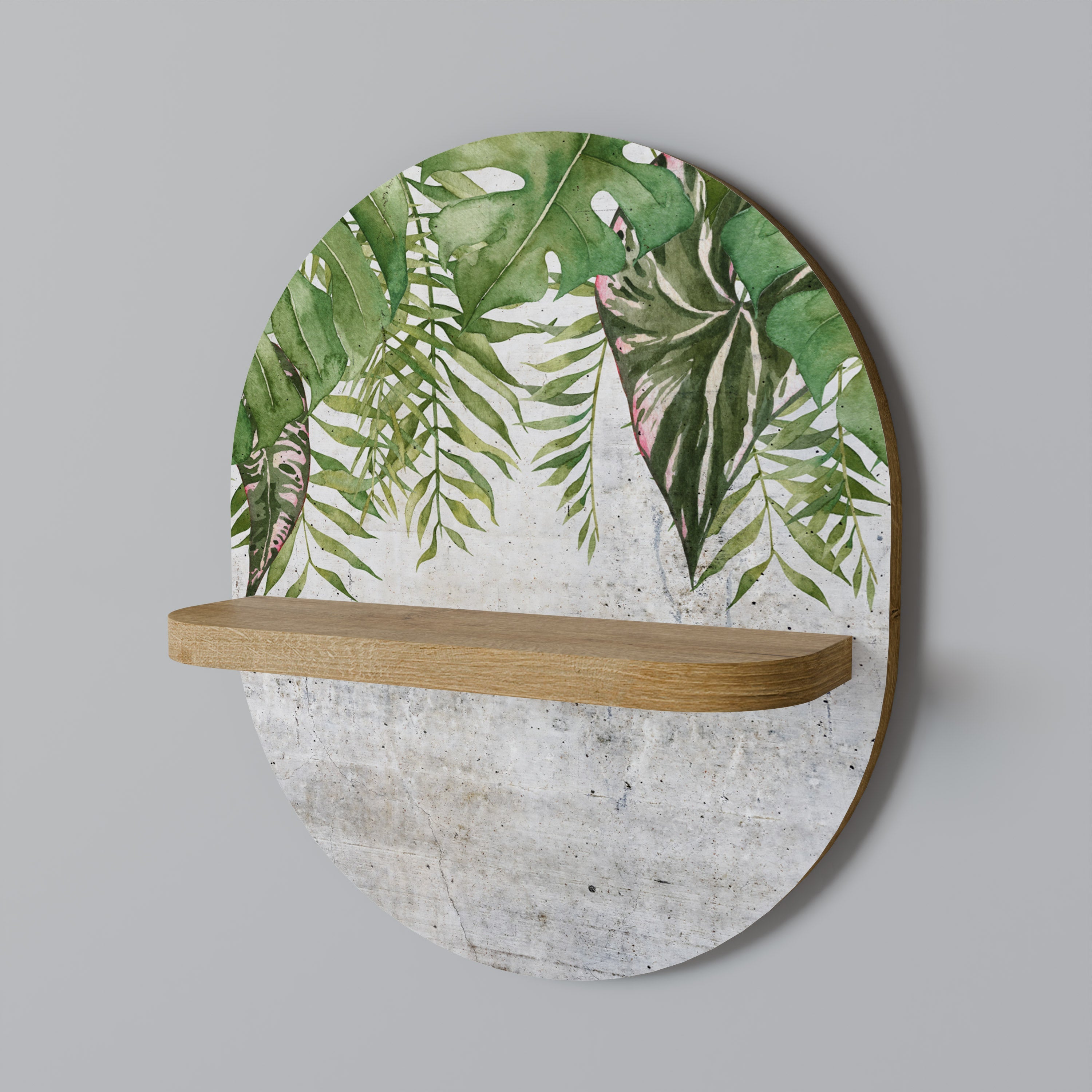 URBAN TROPICS Ovales Kunstregal in Eichenoptik