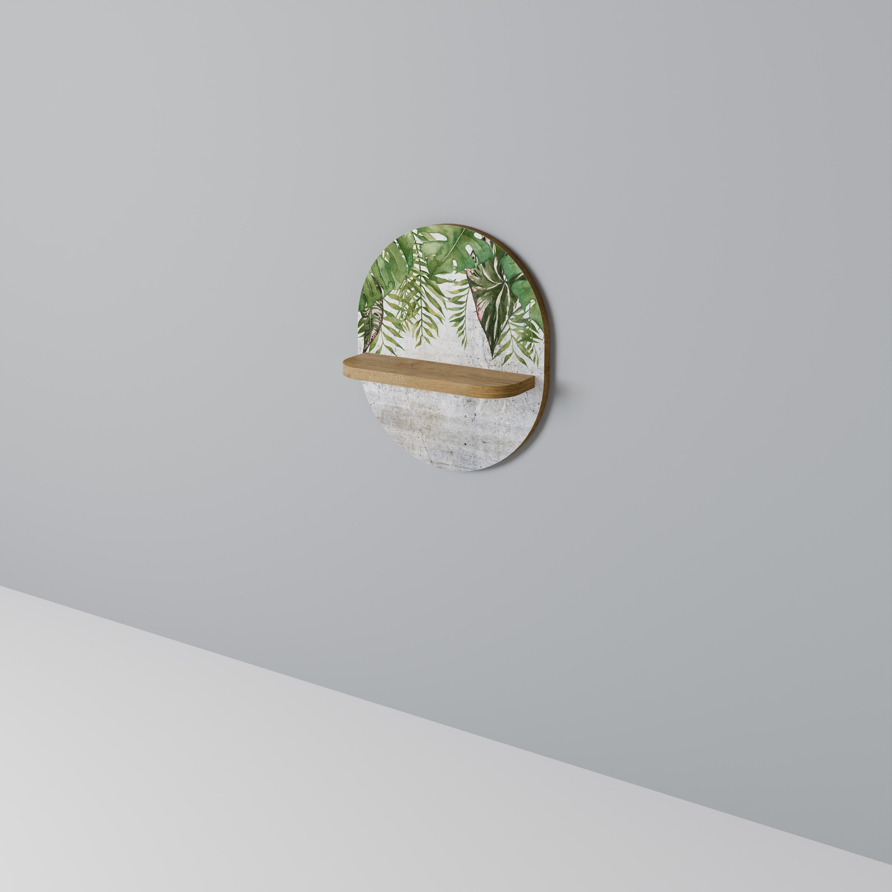 URBAN TROPICS Ovales Kunstregal in Eichenoptik