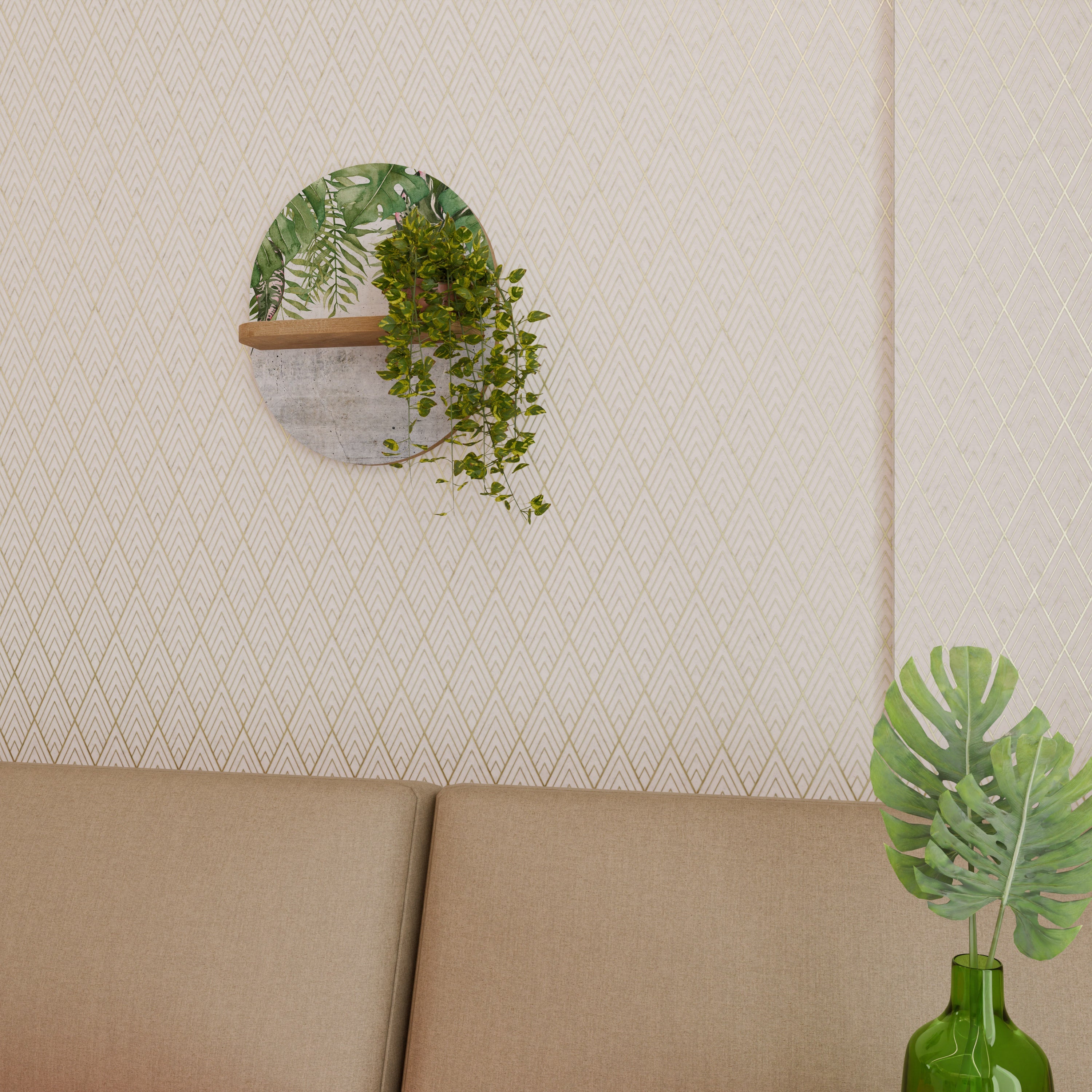 URBAN TROPICS Ovales Kunstregal in Eichenoptik