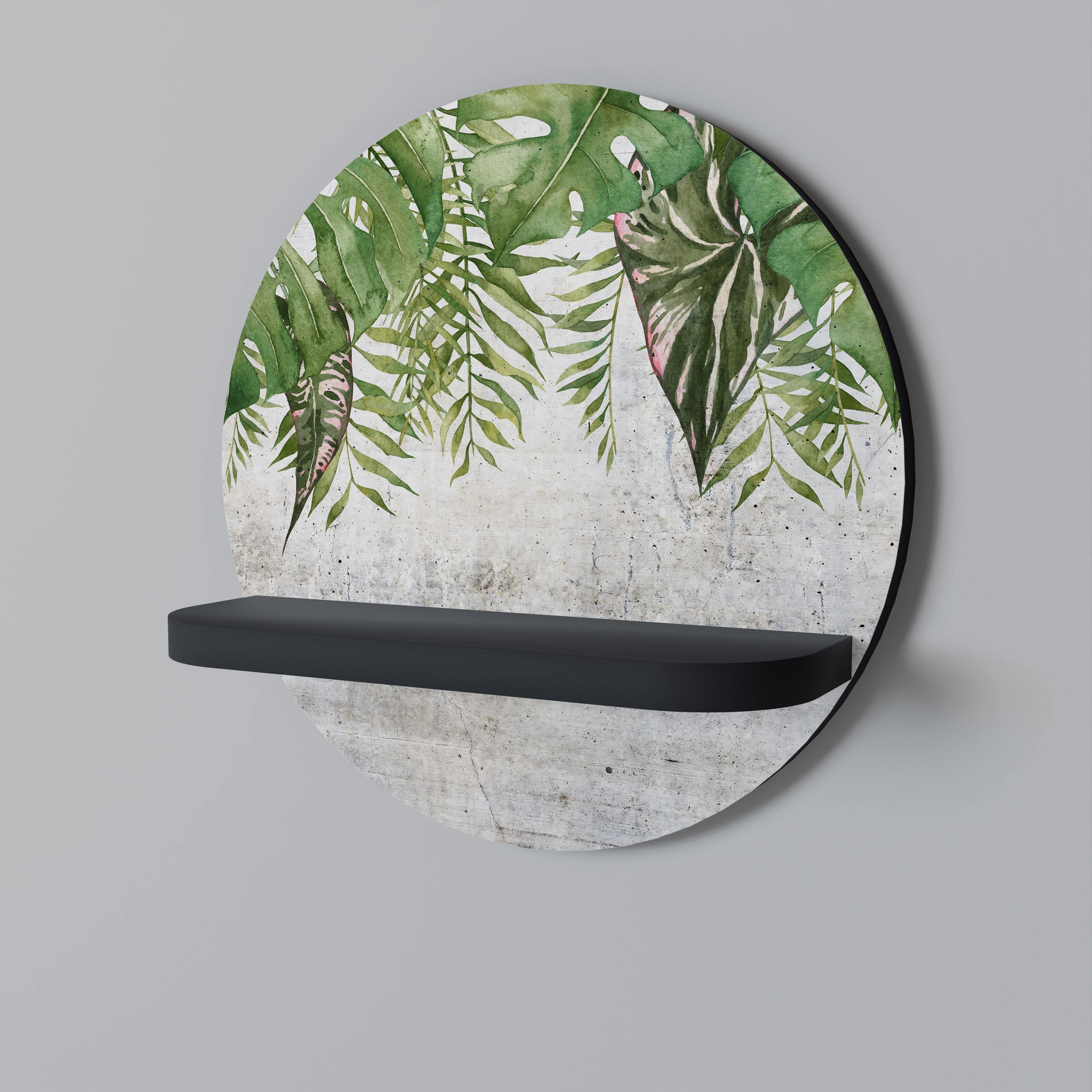 URBAN TROPICS Rundes Kunstregal in Schwarz