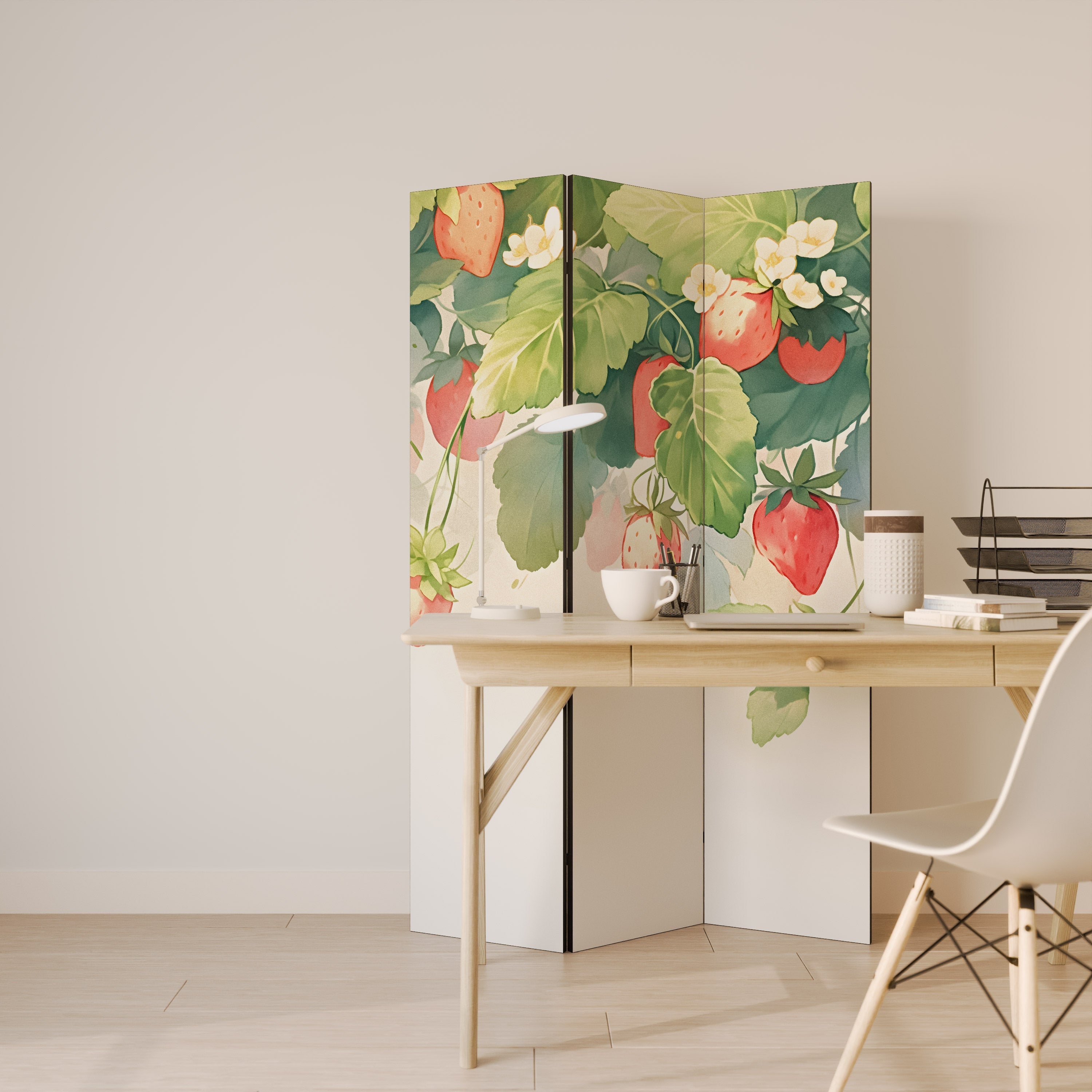 STRAWBERRY DREAMSCAPE Dekorativer 3-teiliger Raumteiler