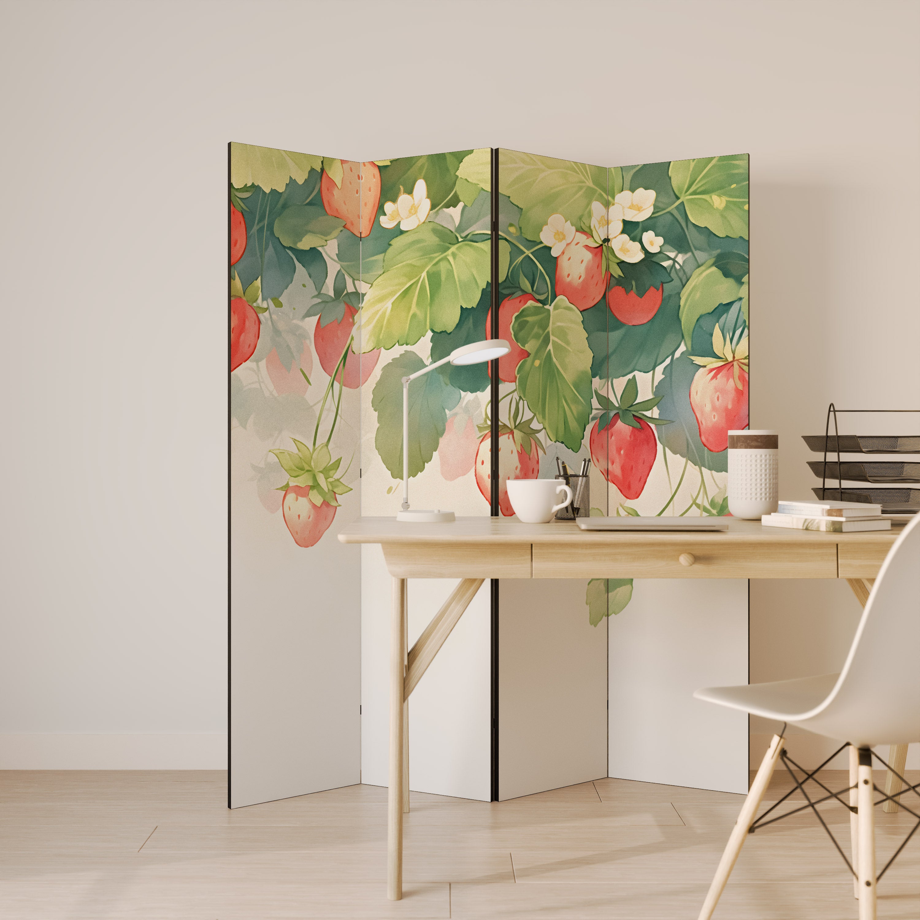 STRAWBERRY DREAMSCAPE 4-teiliger Paravent