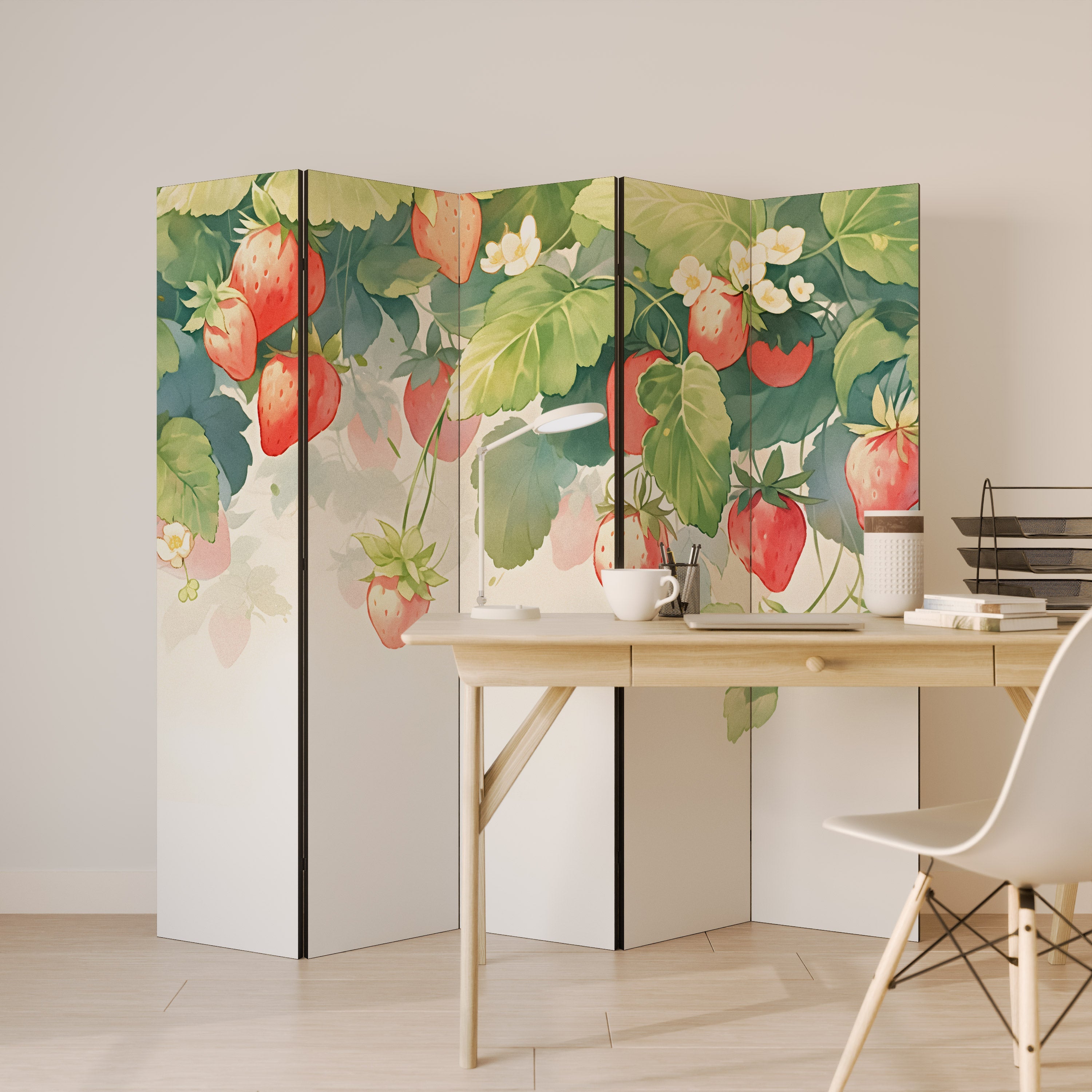 STRAWBERRY DREAMSCAPE Dekorativer 5-teiliger Raumteiler