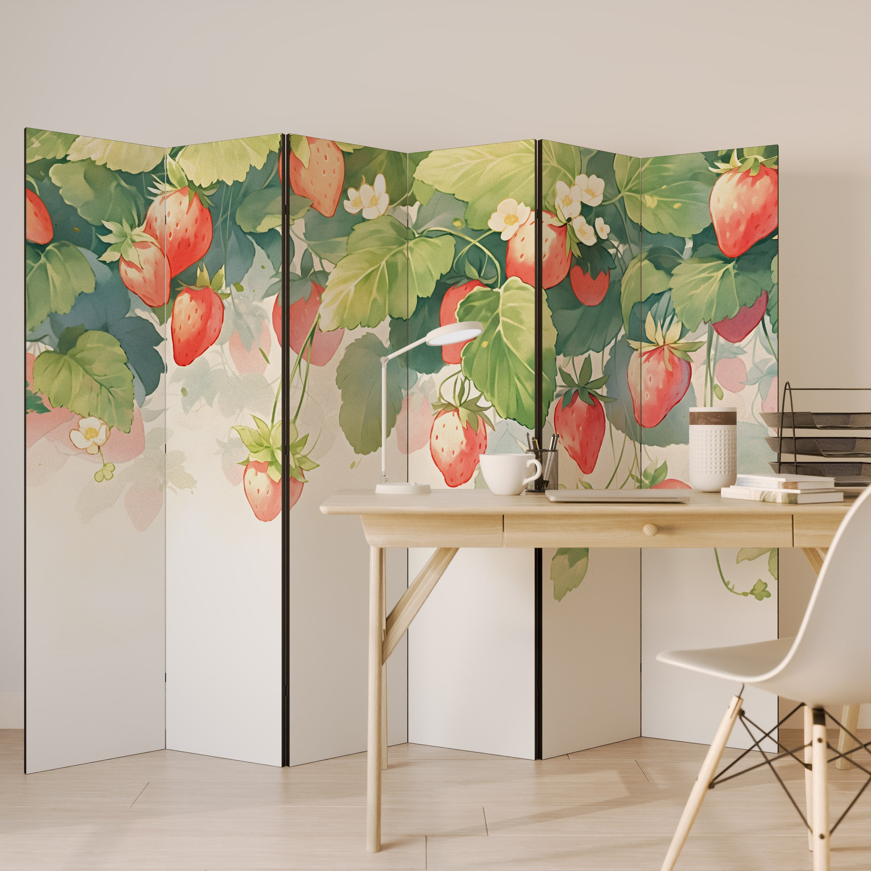 STRAWBERRY DREAMSCAPE Dekorativer 6-teiliger Raumteiler