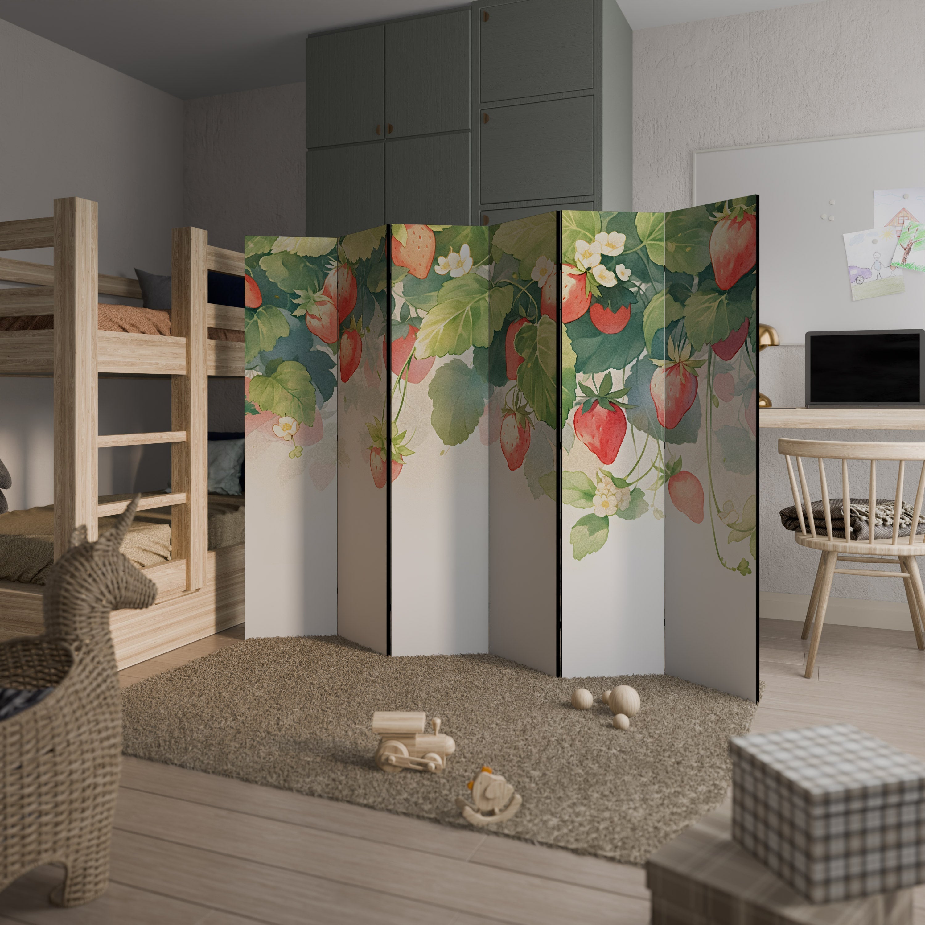 STRAWBERRY DREAMSCAPE Dekorativer 6-teiliger Raumteiler