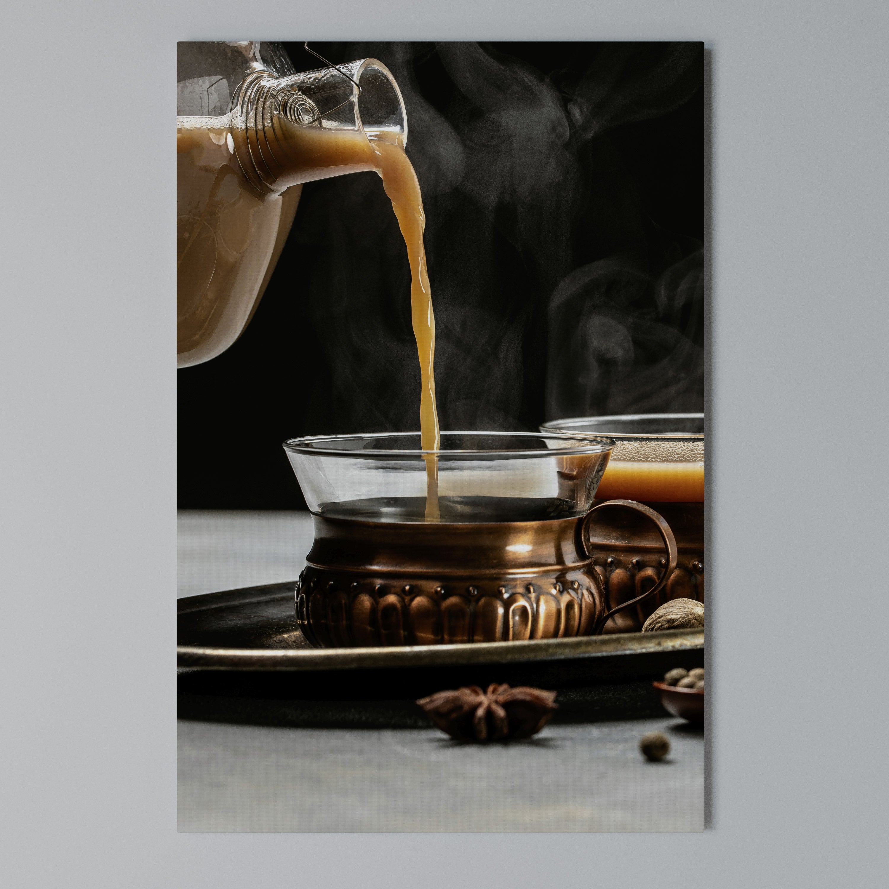 STEAMING SIPS OF SERENITY Vertical Canvas Print