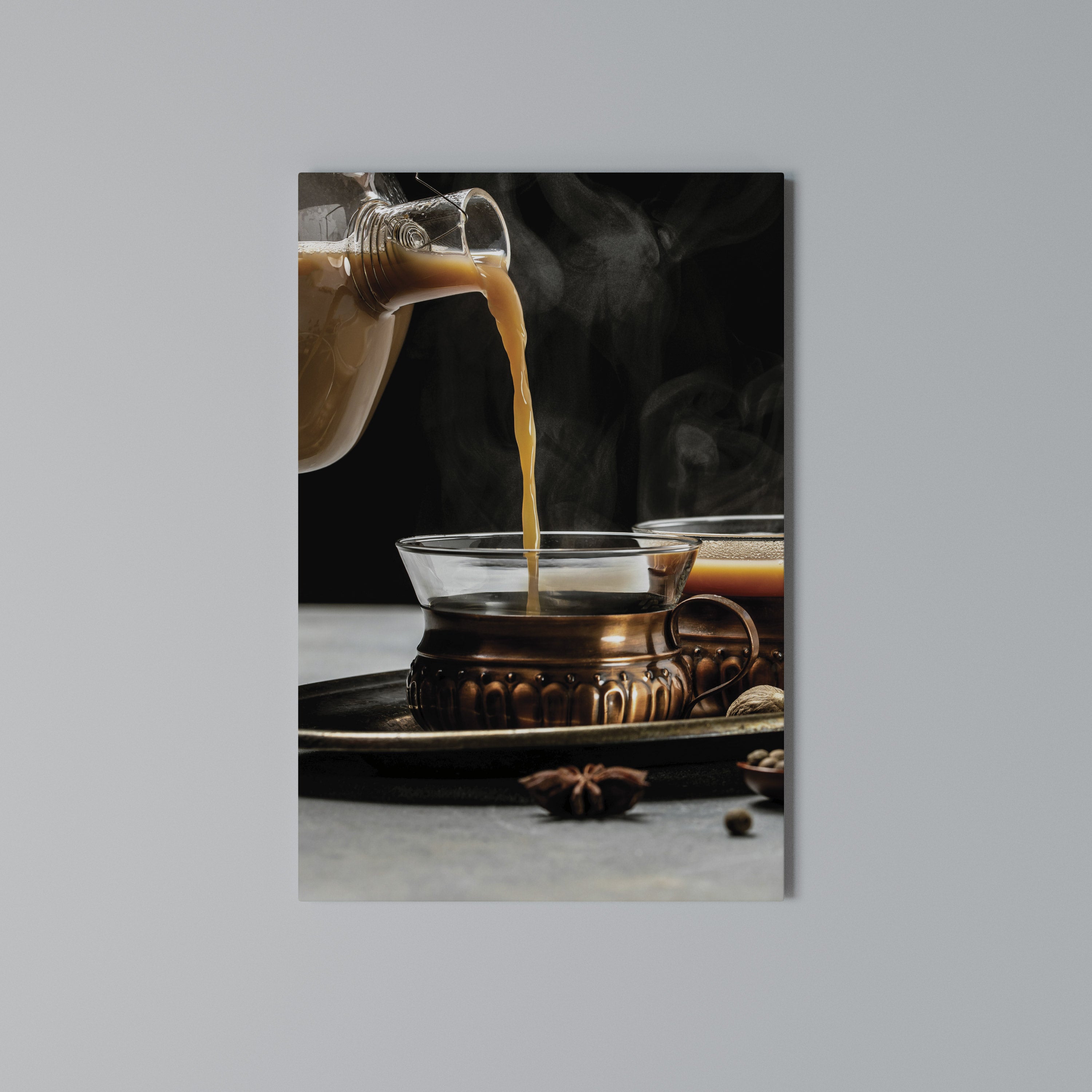 STEAMING SIPS OF SERENITY Vertical Canvas Print