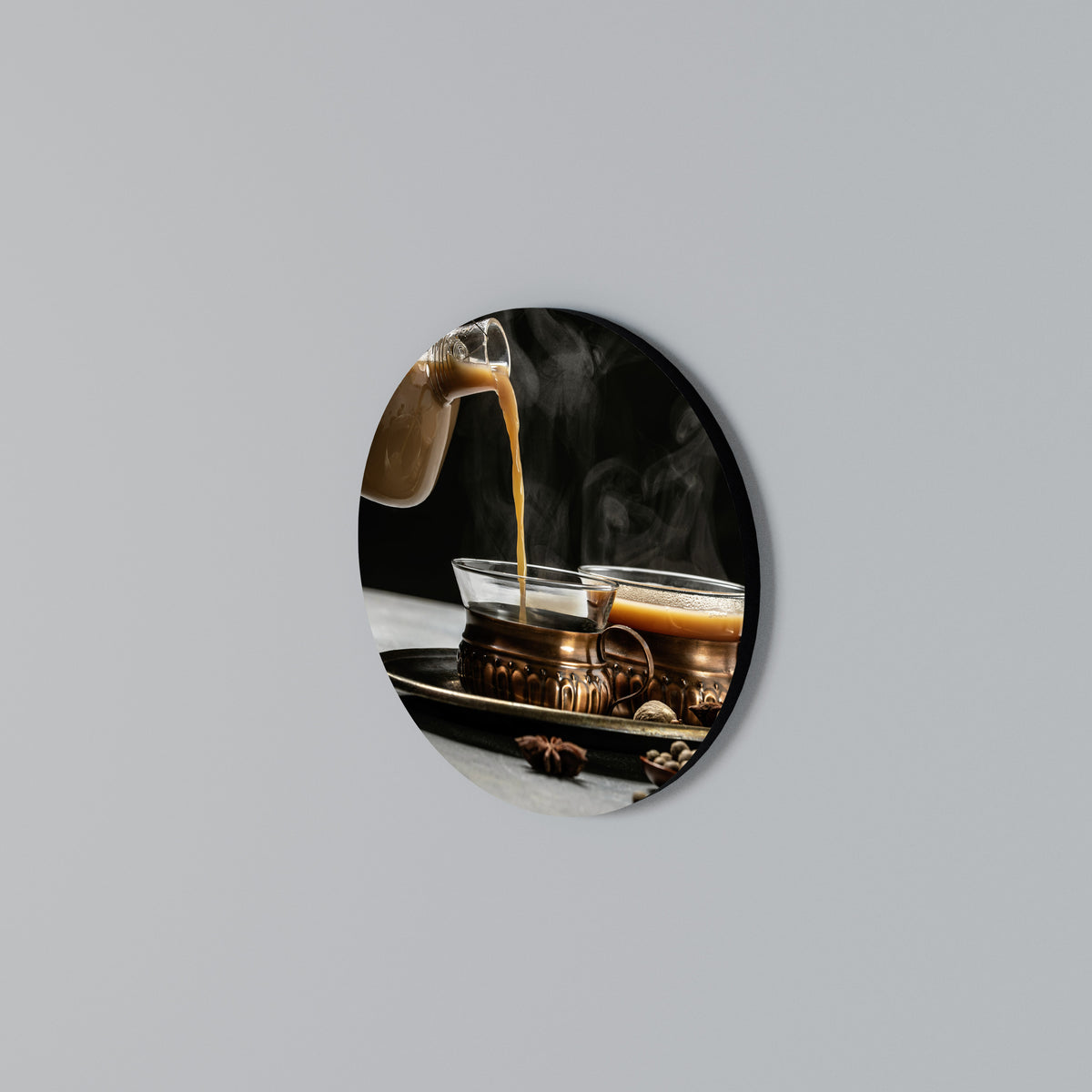 STEAMING SIPS OF SERENITY Rundes Wandbild