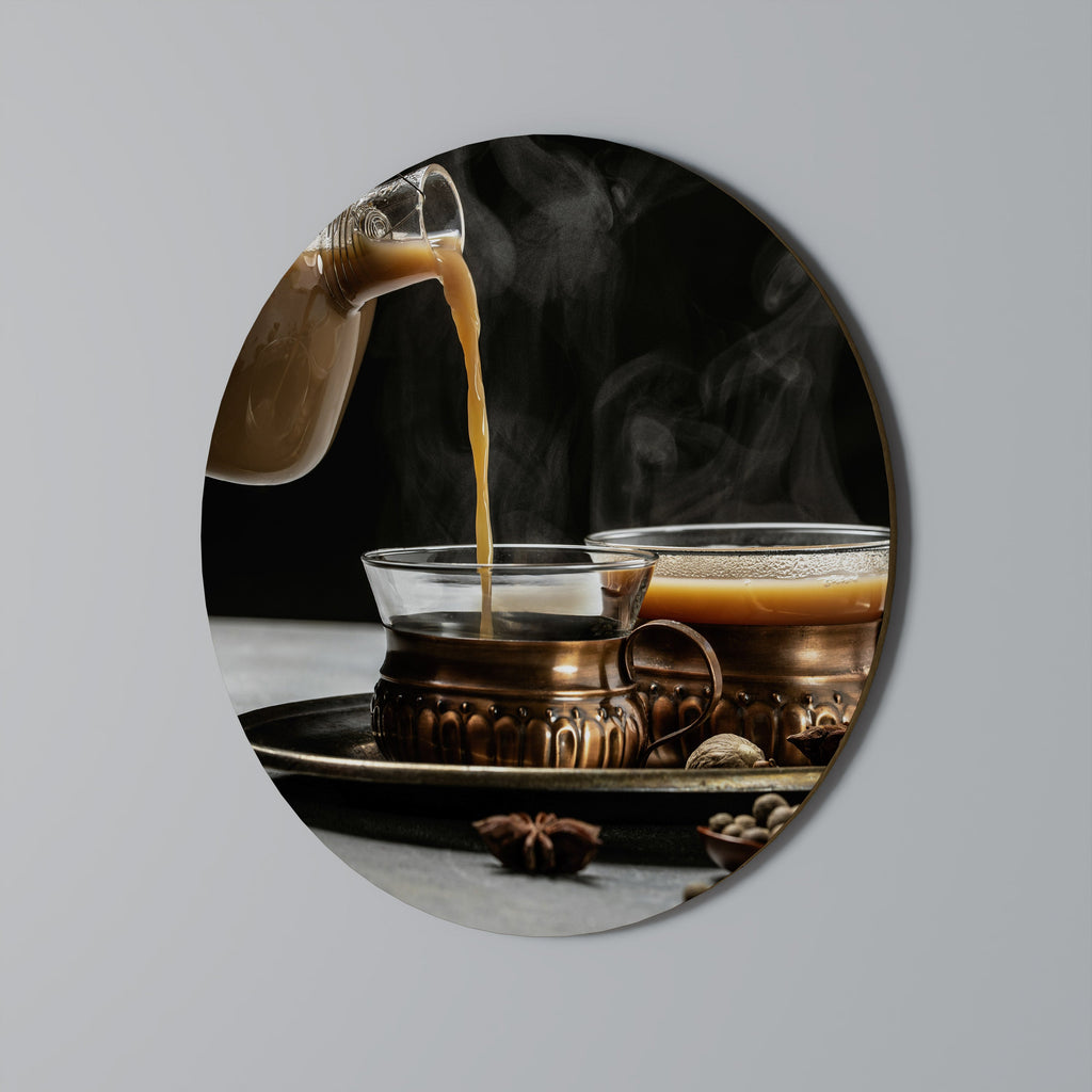 STEAMING SIPS OF SERENITY Runde Wanddekoration Ø 69 cm