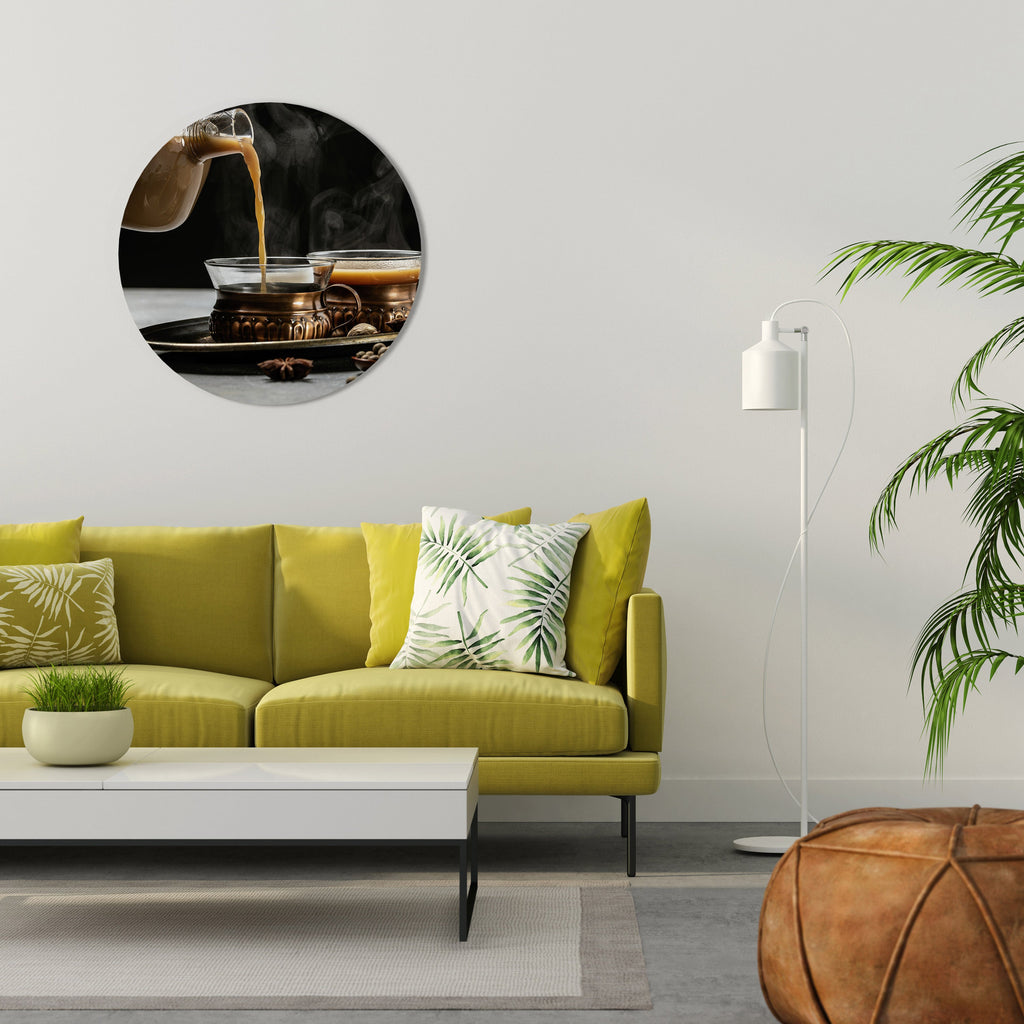 STEAMING SIPS OF SERENITY Runde Wanddekoration Ø 69 cm