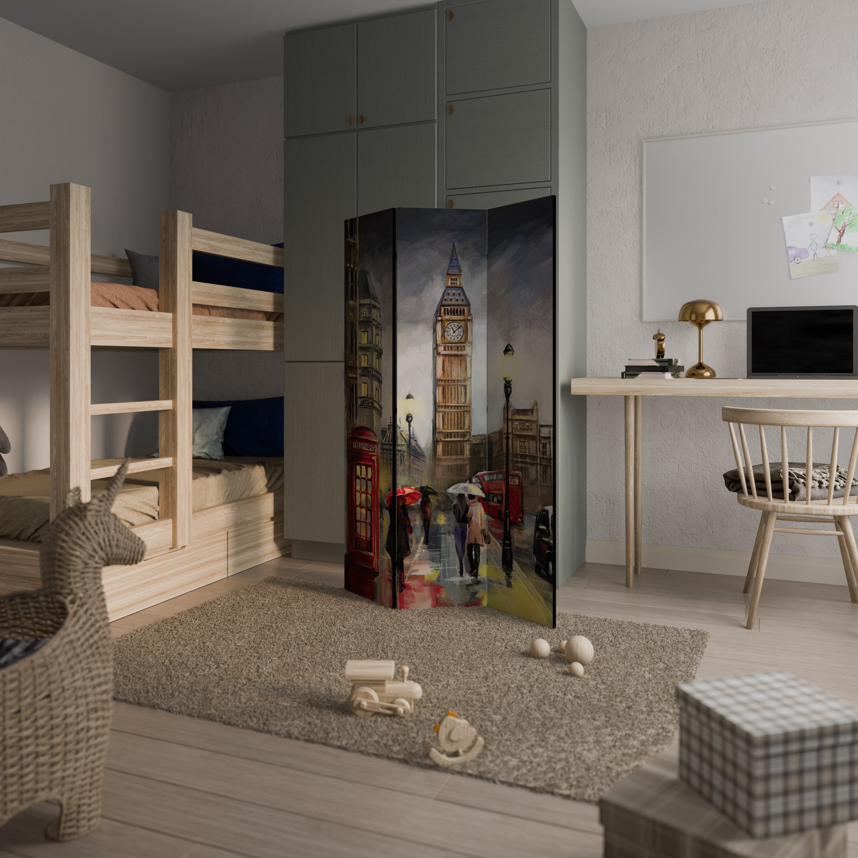 LONDON'S TIMELESS VIBES Dekorativer 3-teiliger Raumteiler