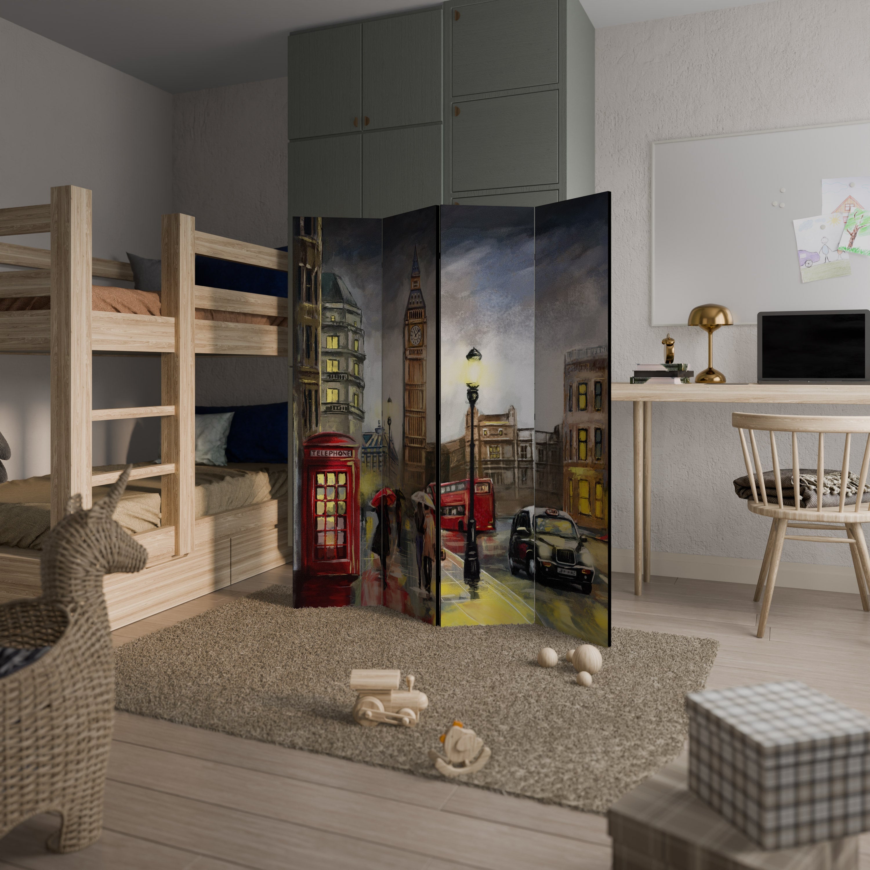 LONDON'S TIMELESS VIBES Dekorativer 4-teiliger Raumteiler