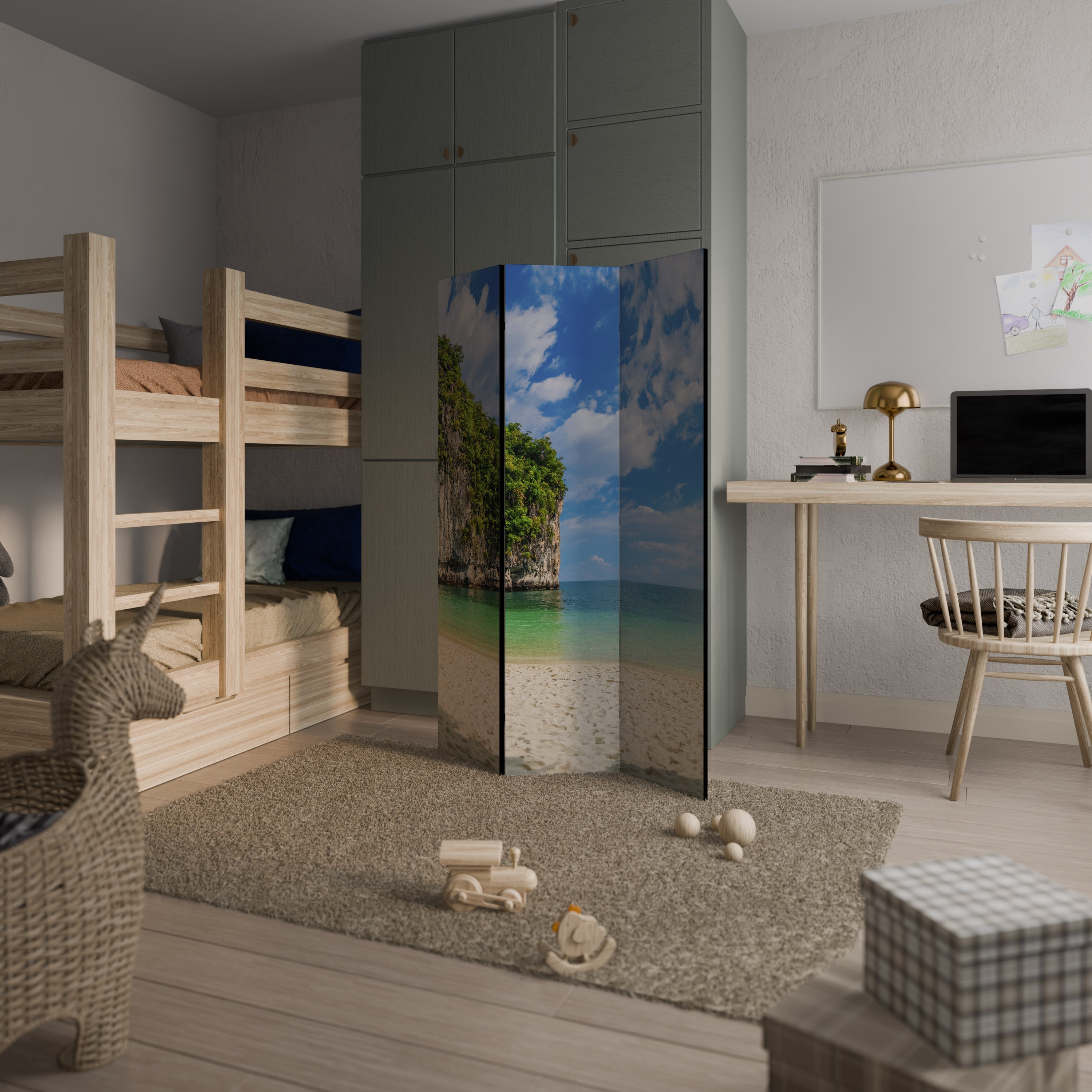 SUN-KISSED HAVEN Dekorativer 3-teiliger Raumteiler