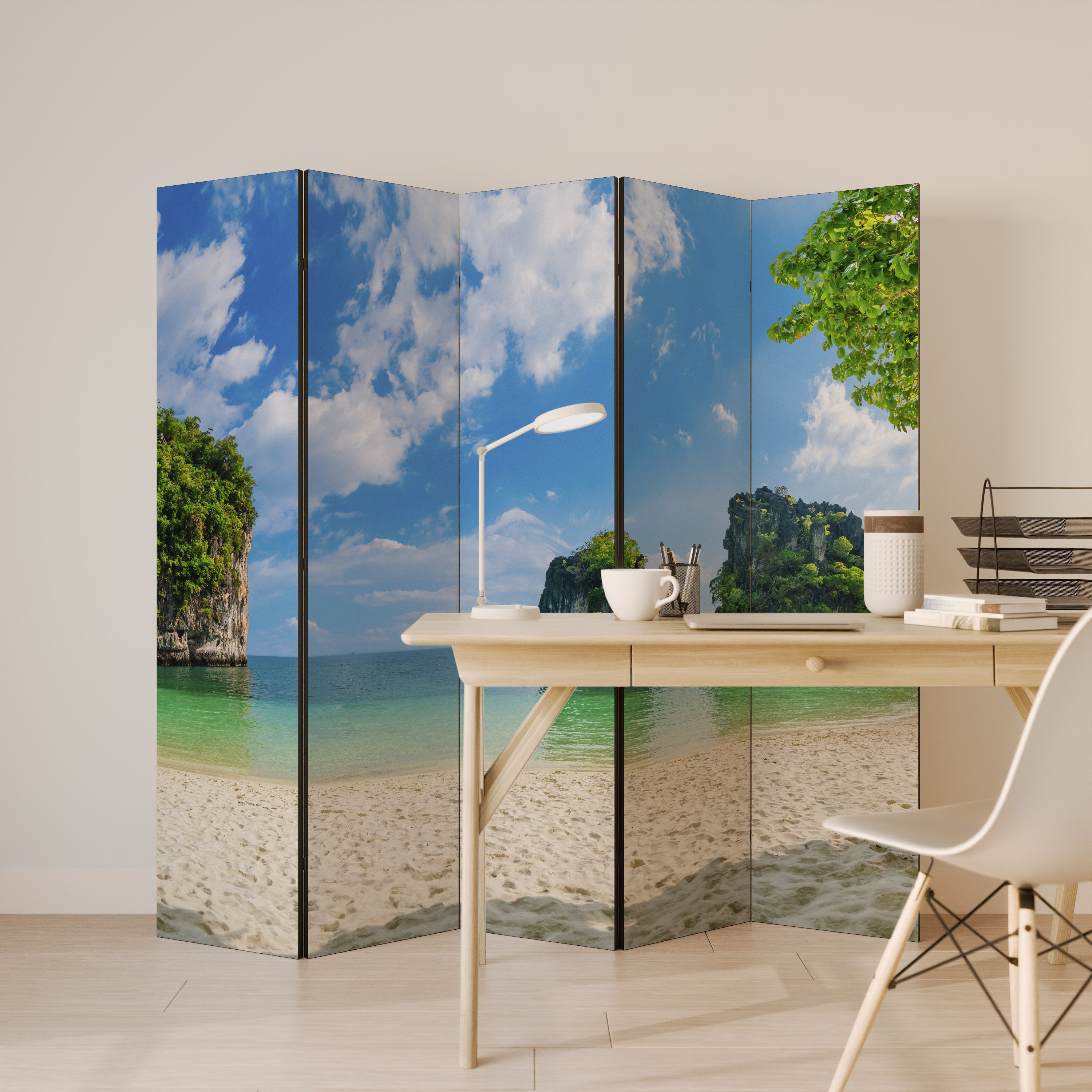 SUN-KISSED HAVEN Dekorativer 5-teiliger Raumteiler