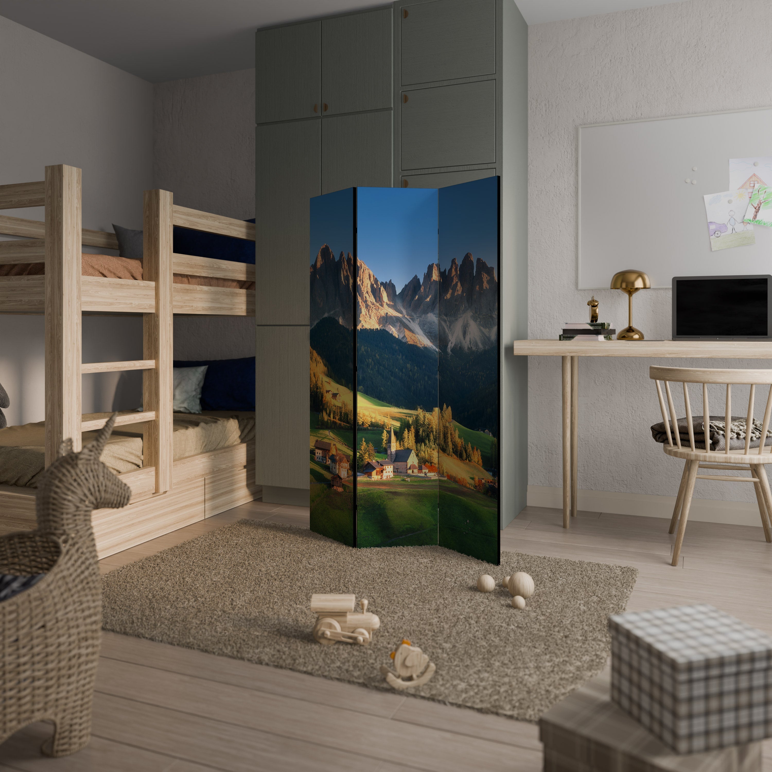 MOUNTAIN DREAMSCAPE Dekorativer 3-teiliger Raumteiler