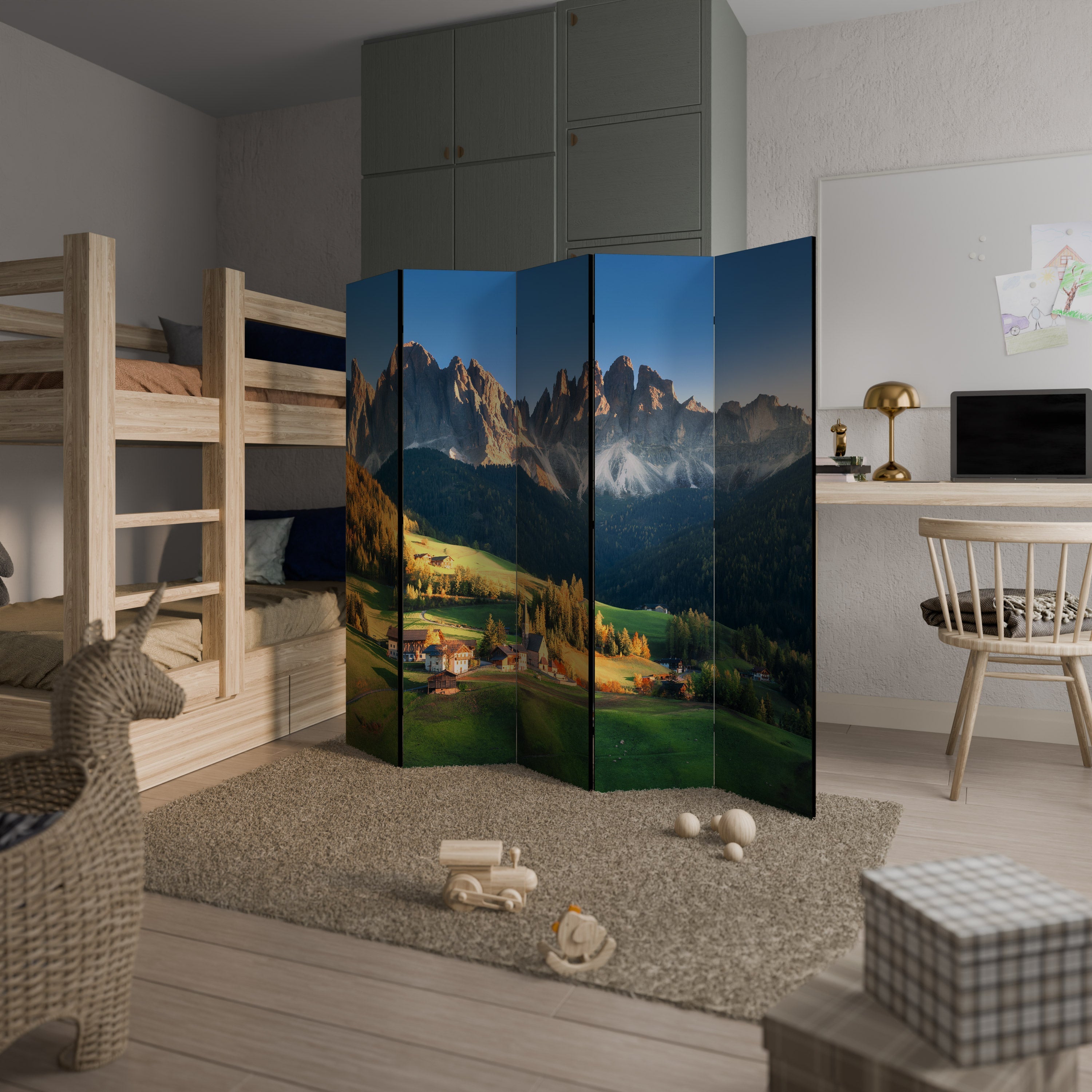 MOUNTAIN DREAMSCAPE Dekorativer 5-teiliger Raumteiler