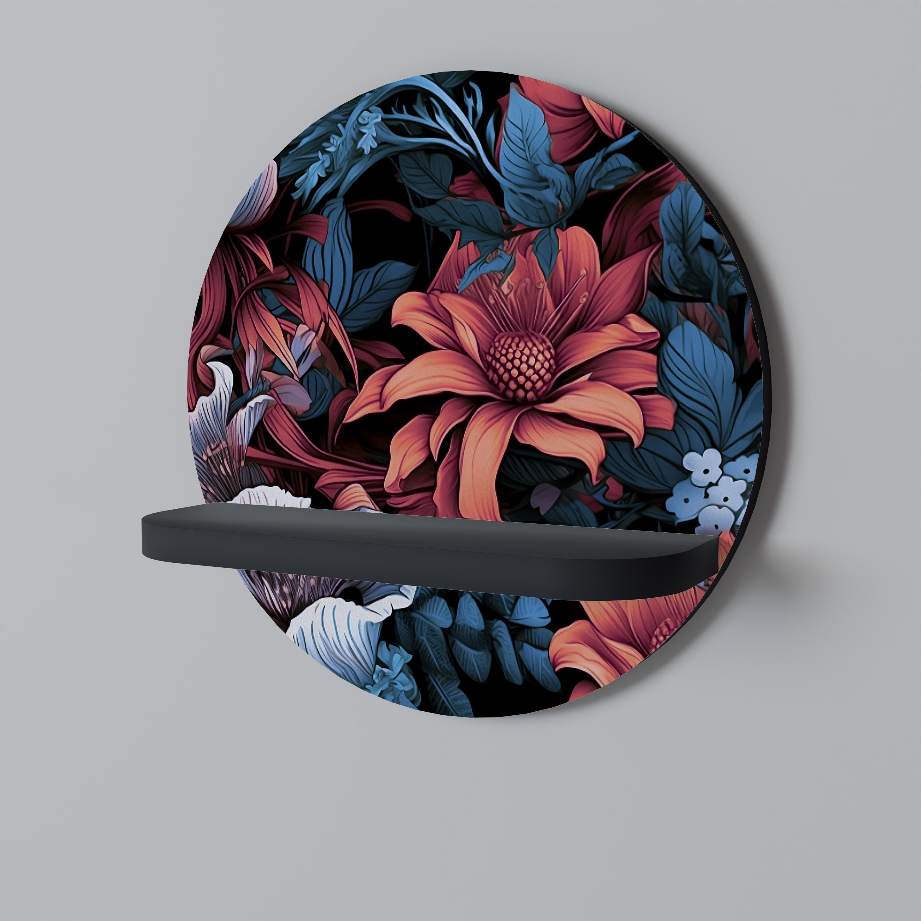 FLOURISH FANTASY Rundes Kunstregal in Schwarz