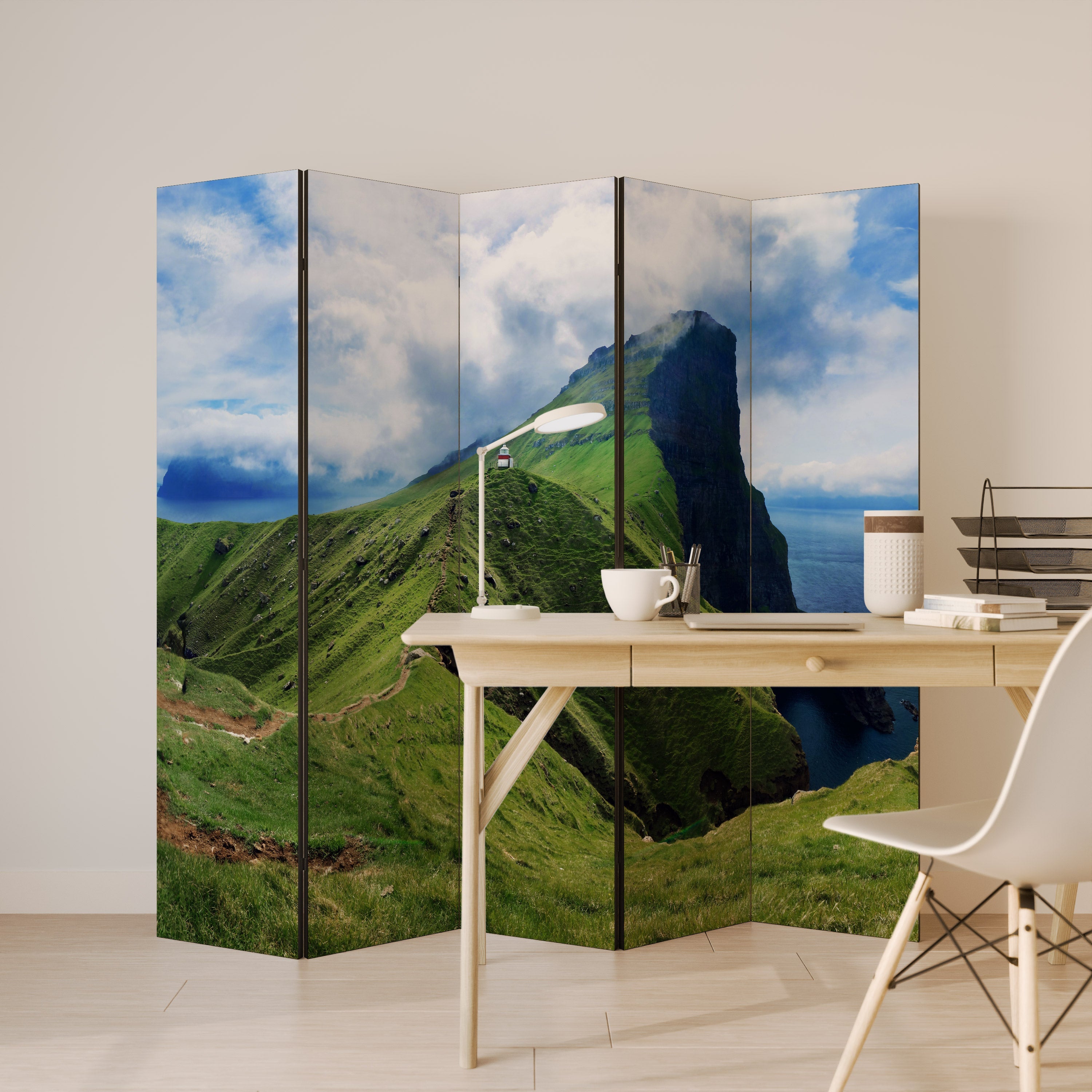 Dekorativer 5-teiliger Raumteiler „Cliffs of Tranquility“
