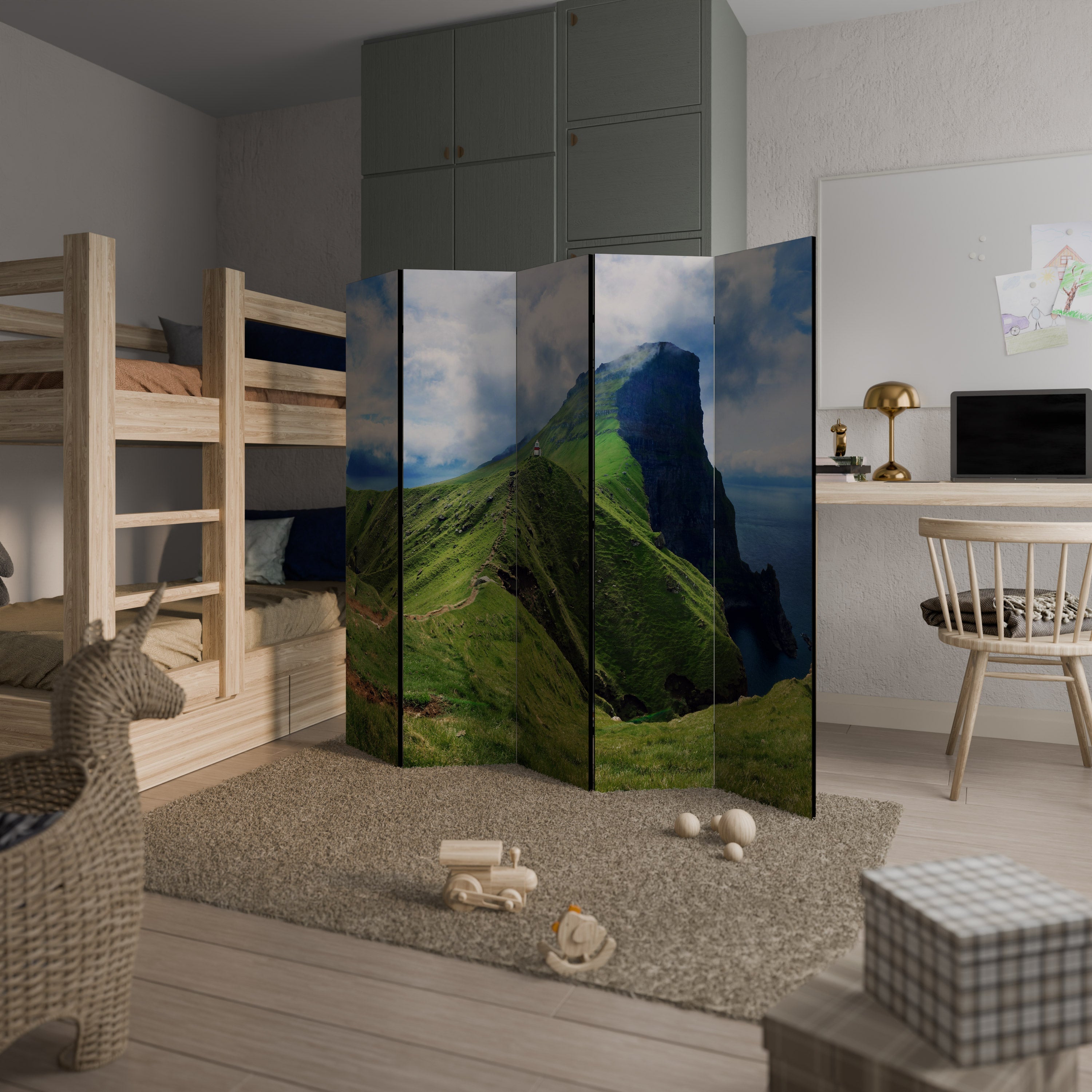 Dekorativer 5-teiliger Raumteiler „Cliffs of Tranquility“